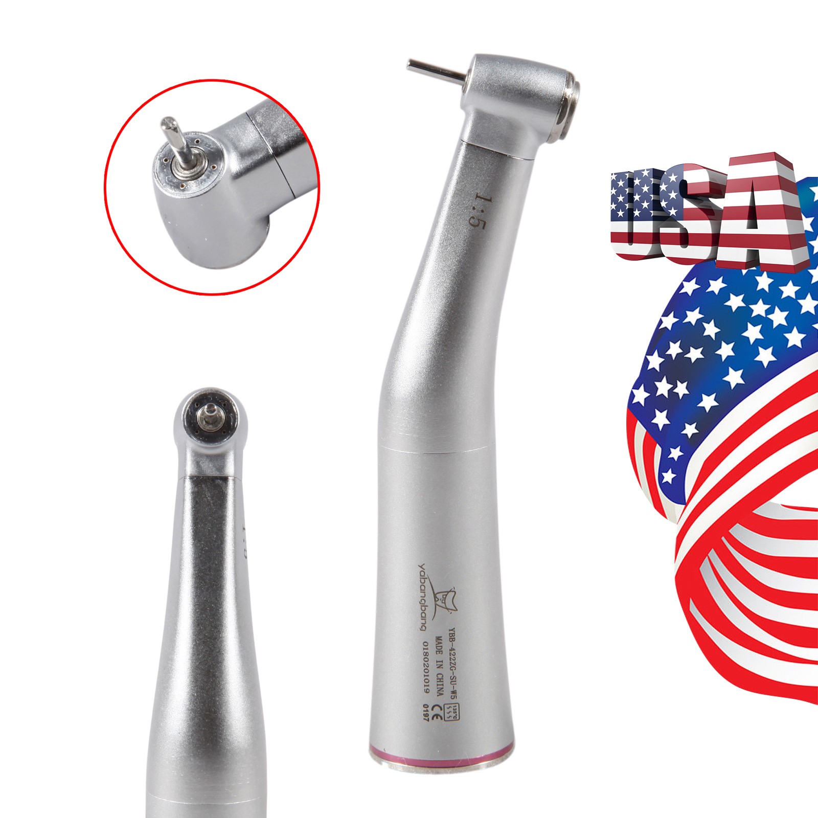Dental 1:5 Fiber Optic LED Contra Angle Handpiece Fits NSK/Kavo Mini Head