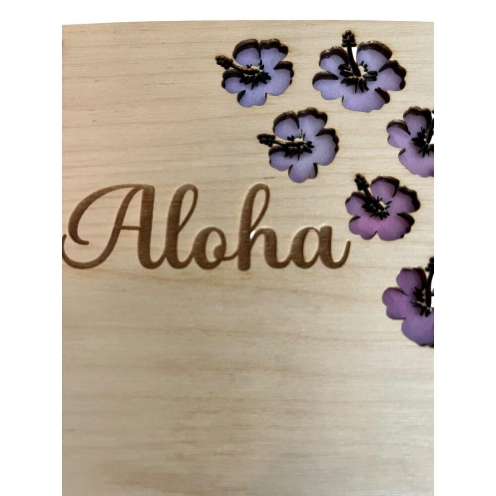 Aloha and Flowers Wooden Covered Notebook/Journal 5×7 Laser 80 Pages New W Tags