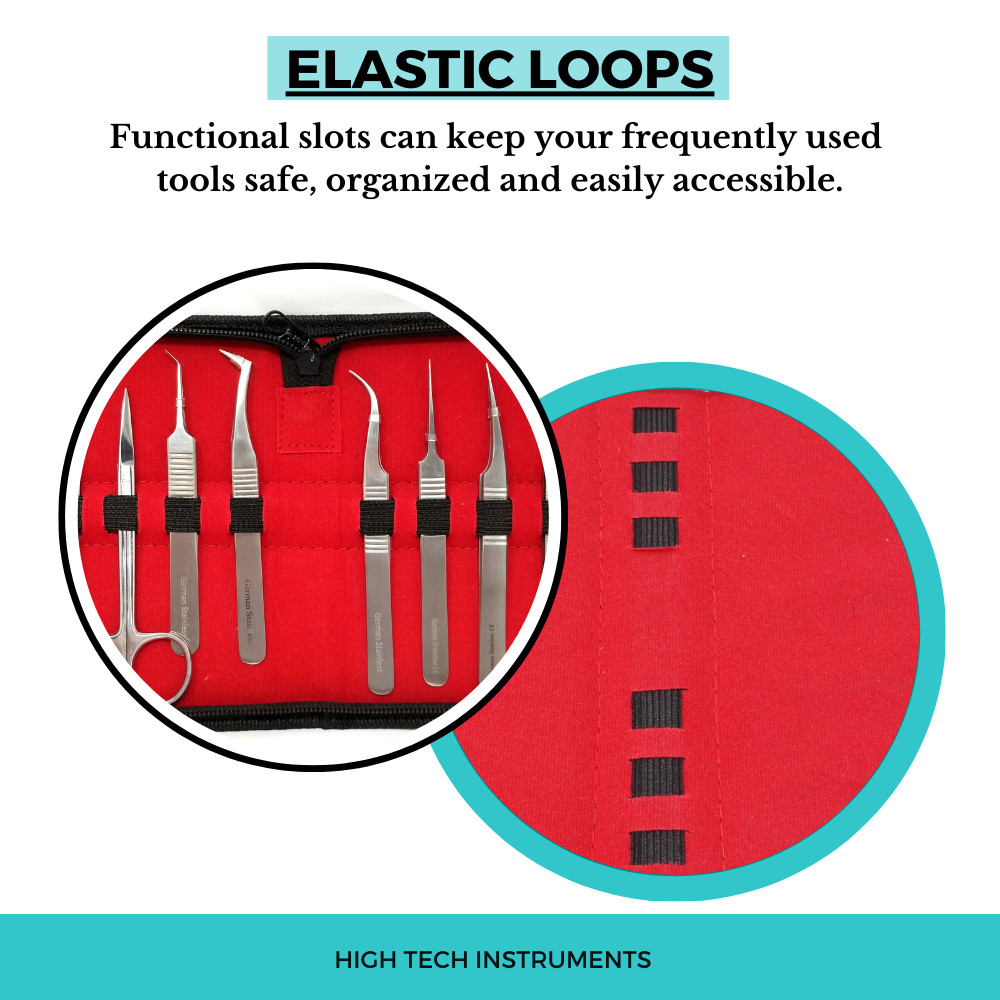 Faux Leather Elastic Loops Case Medical Tools Bag 9″ x 8″ Holds 10 Items