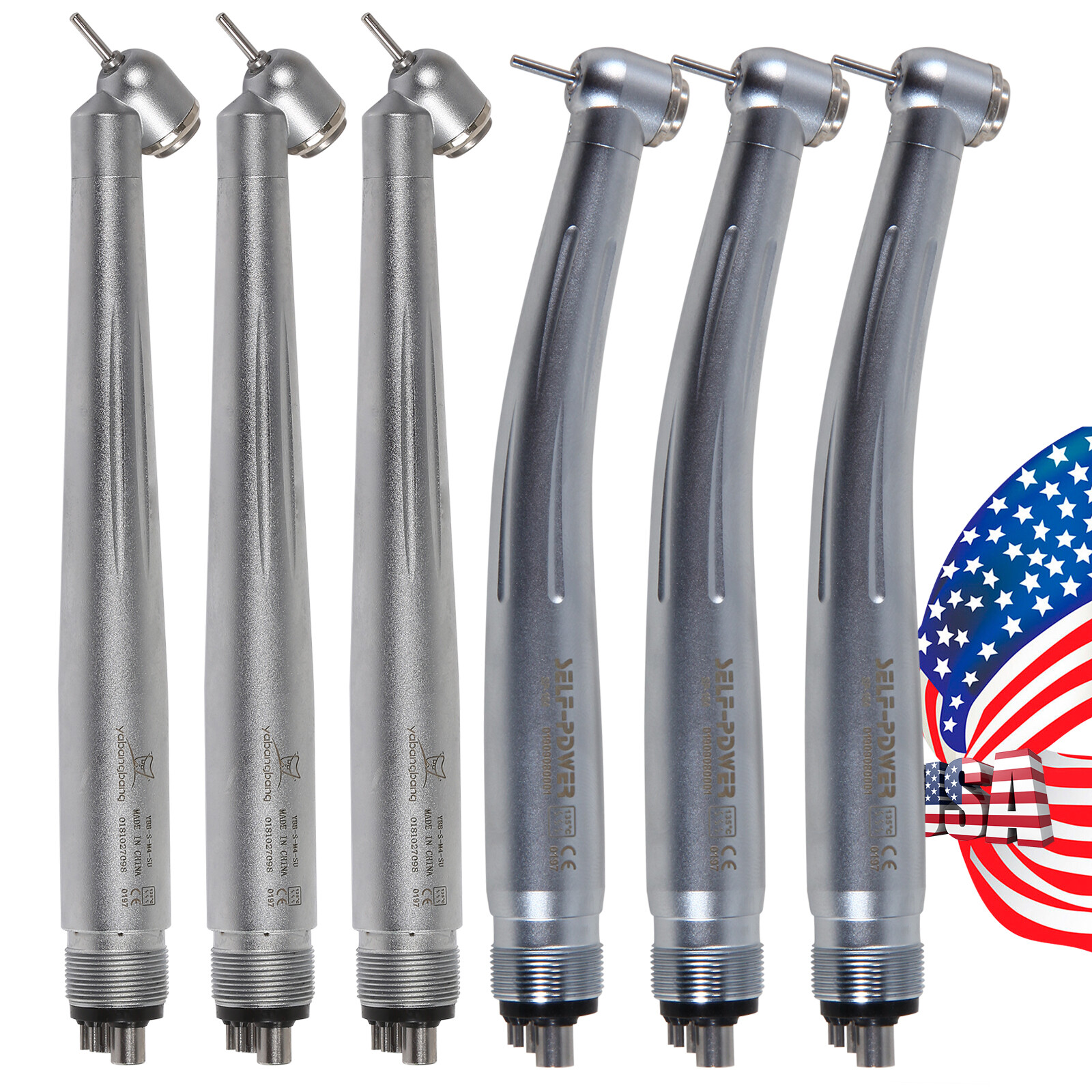 1-5* Dental Standard / 45° Angle Head High Speed Handpiece Air Turbine 4Holes