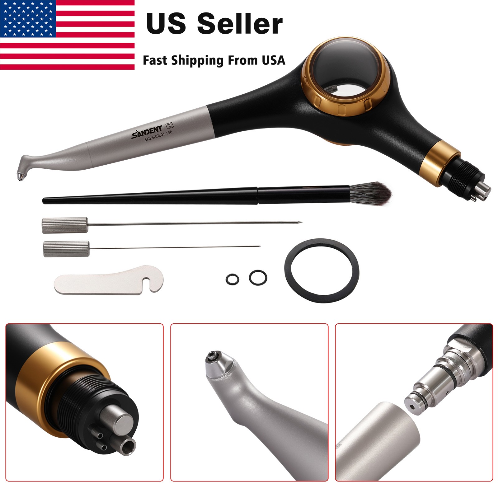 NSK Style Dental Low Slow Speed Contra Angle Handpiece Latch E-type YBB-Gold