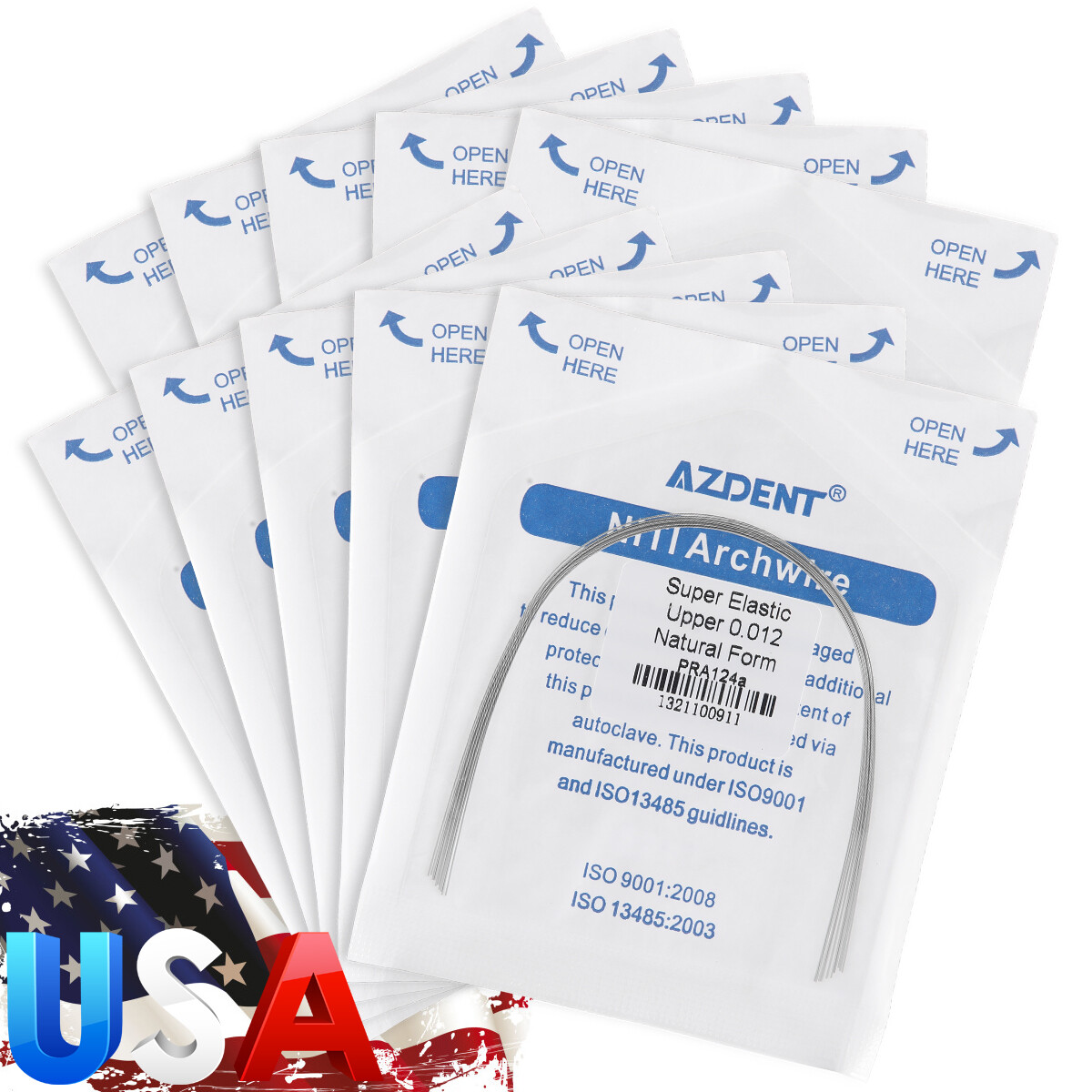 10PCS AZDENT Dental Orthodontic Super Elastic Niti Round Arch Wire Nature Form