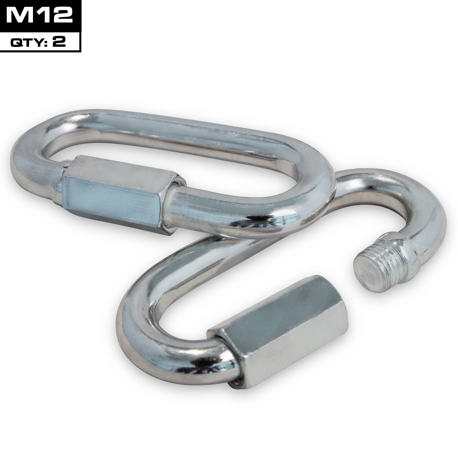 MEISTER QUICK LINK SCREWLOCK CARABINERS – M12 x 2 PACK – Galvanized Steel Clips