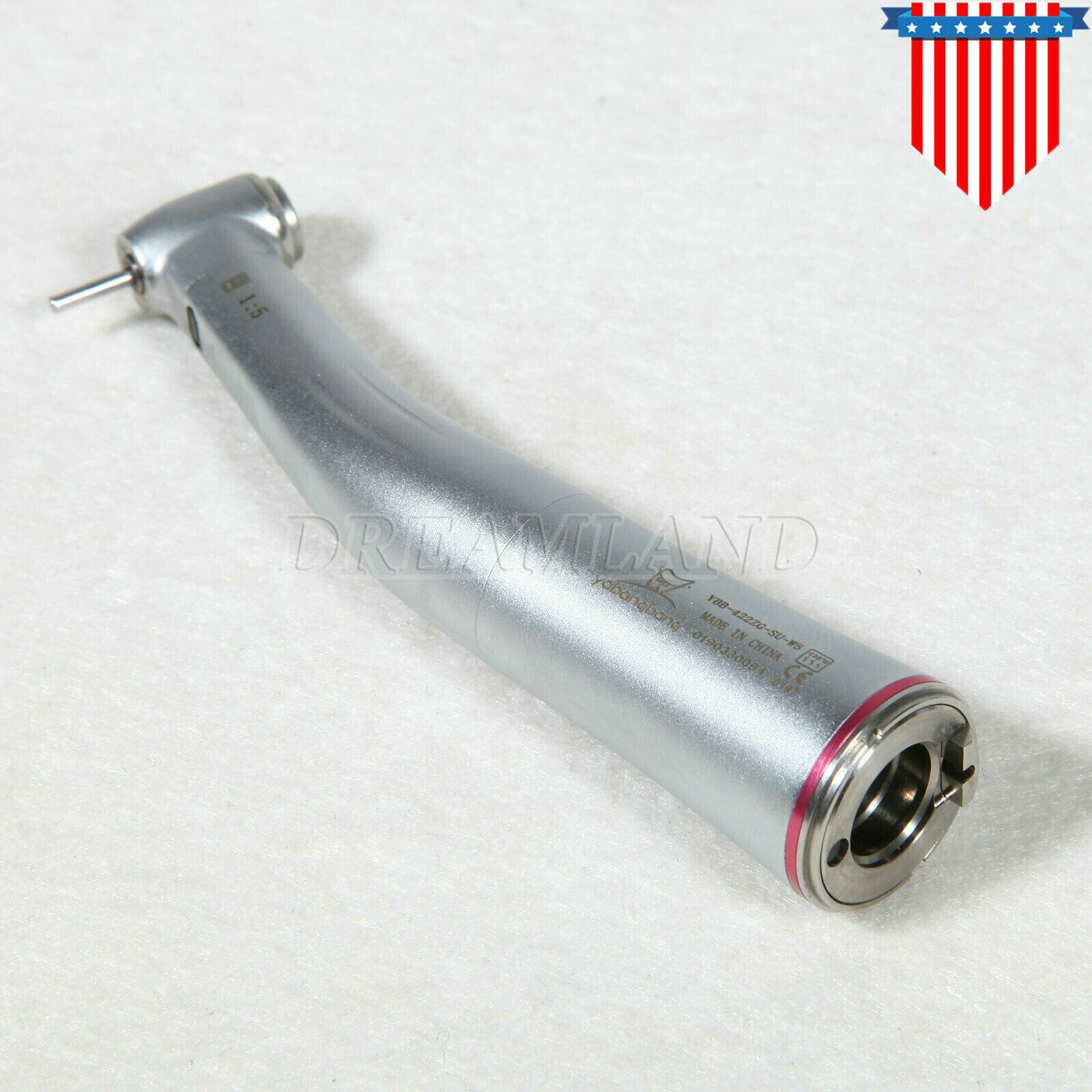 Dental 1:5 LED Fiber Optic Increase Contra Angle Handpiece 4 Way Spray USA