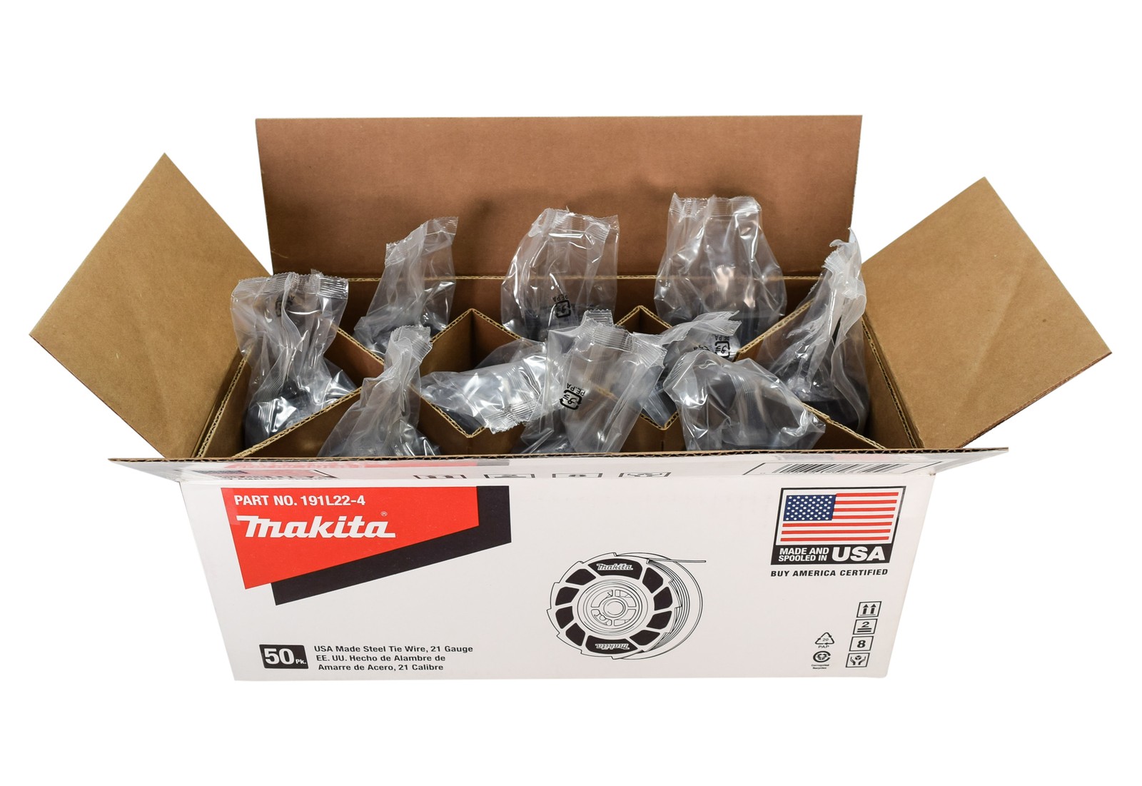 Makita USA-Made Rebar Tie Wire, 21 Gauge Galvanized Steel Wire, 50 Coils per Pk