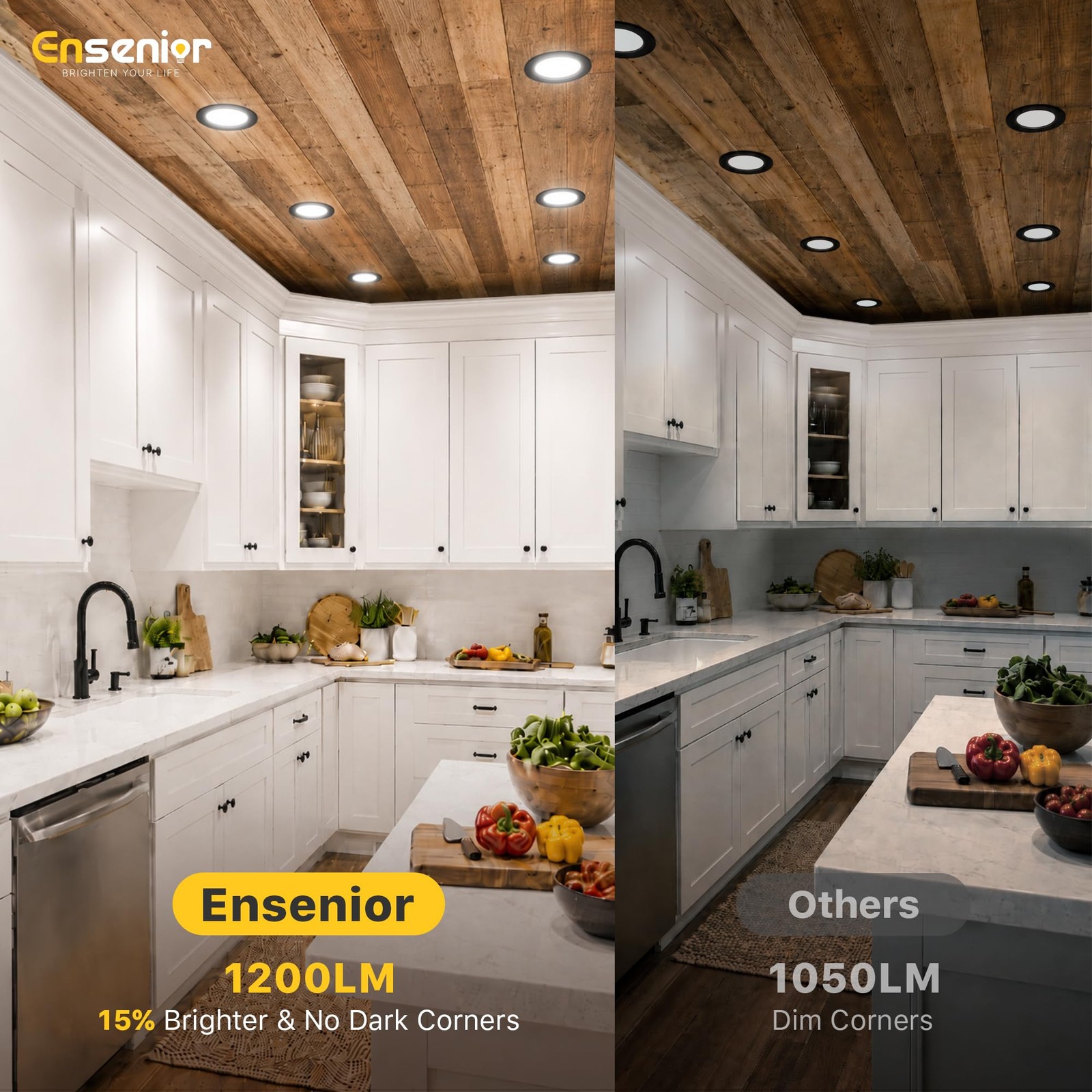 Ensenior 6 Pack 6 Inch LED 6 Inch, 2700/3000/3500/4000/5000k – 5cct Black