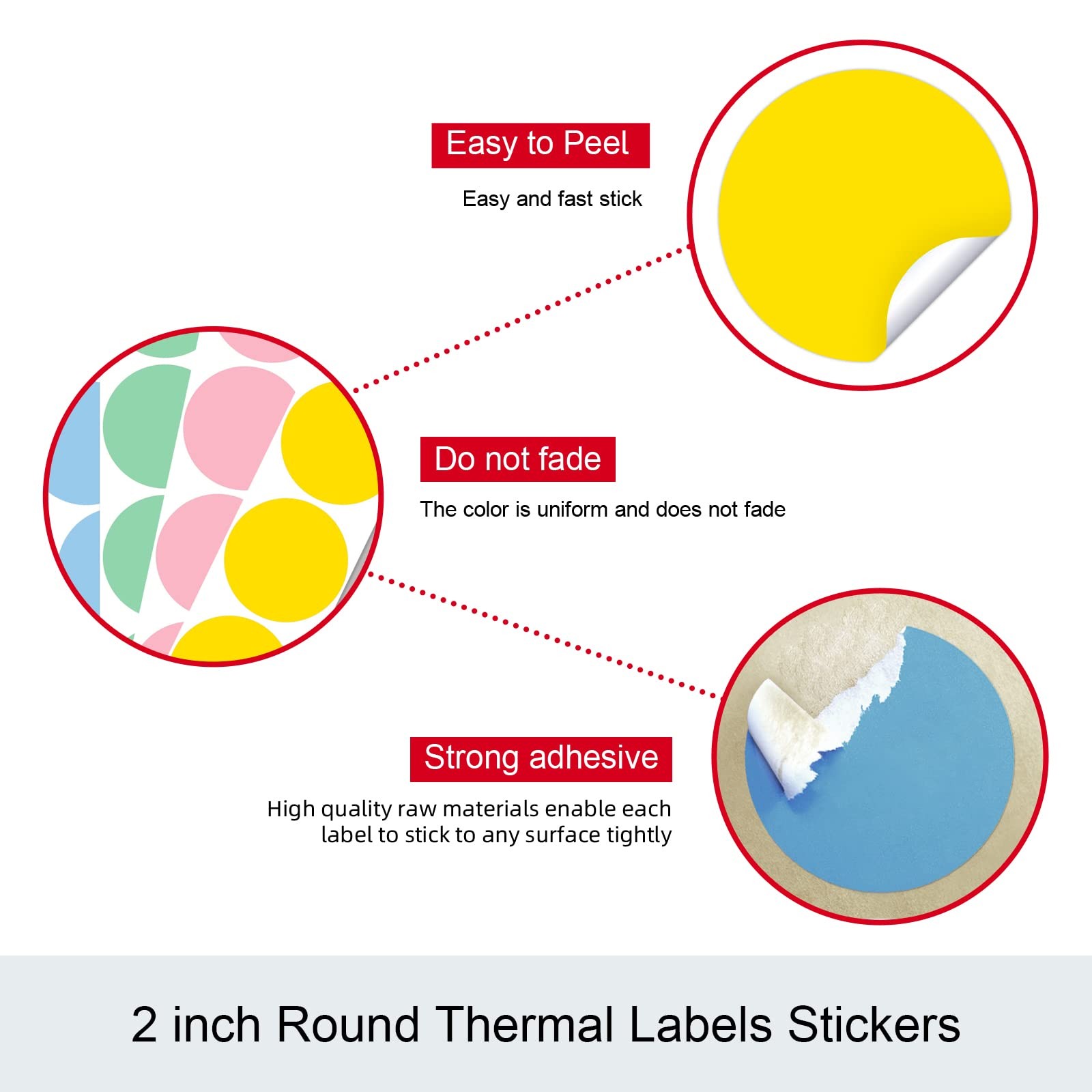 Misofuki 2″ 750 Labels White Circle Direct Thermal 2 inch (Diameter), C-1-wh
