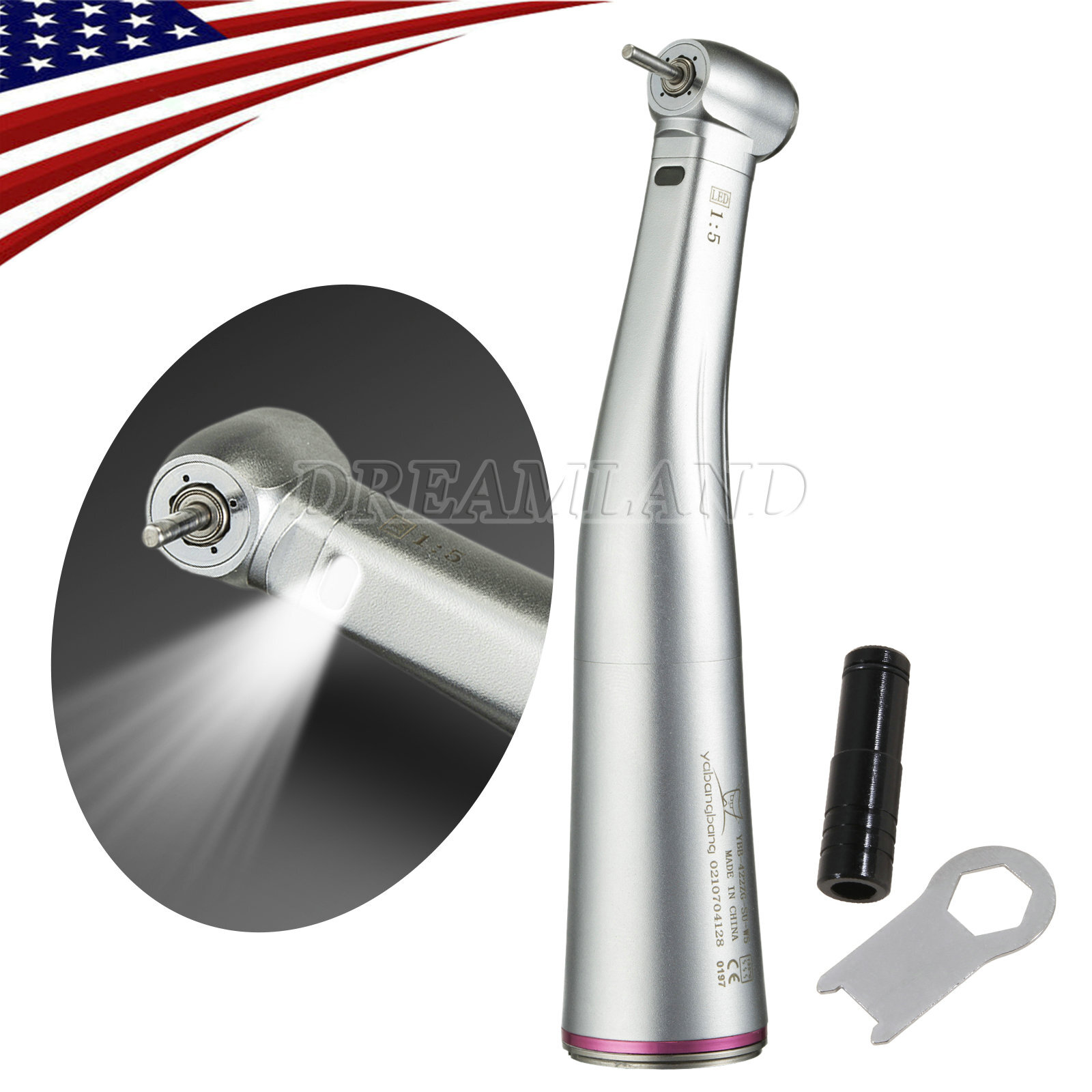 NSK Ti-MAX X95L Type Dental 1:5 Fiber Optic Contra Angle Handpiece LED Turbine