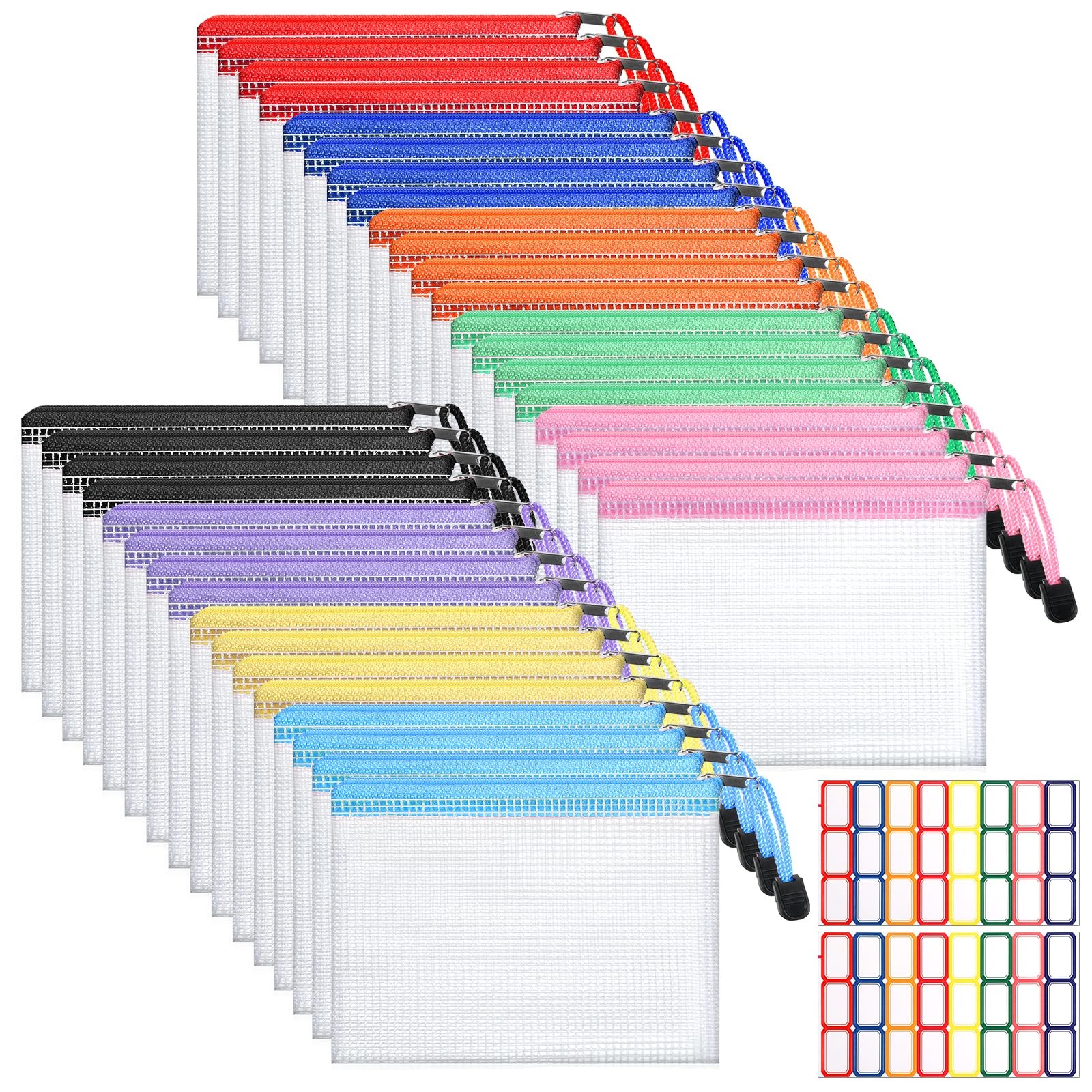 36 Pcs Mesh Zipper Pouch, 4.7×6.5 inch Waterproof Zip Mesh Bags with 2 Sheets…
