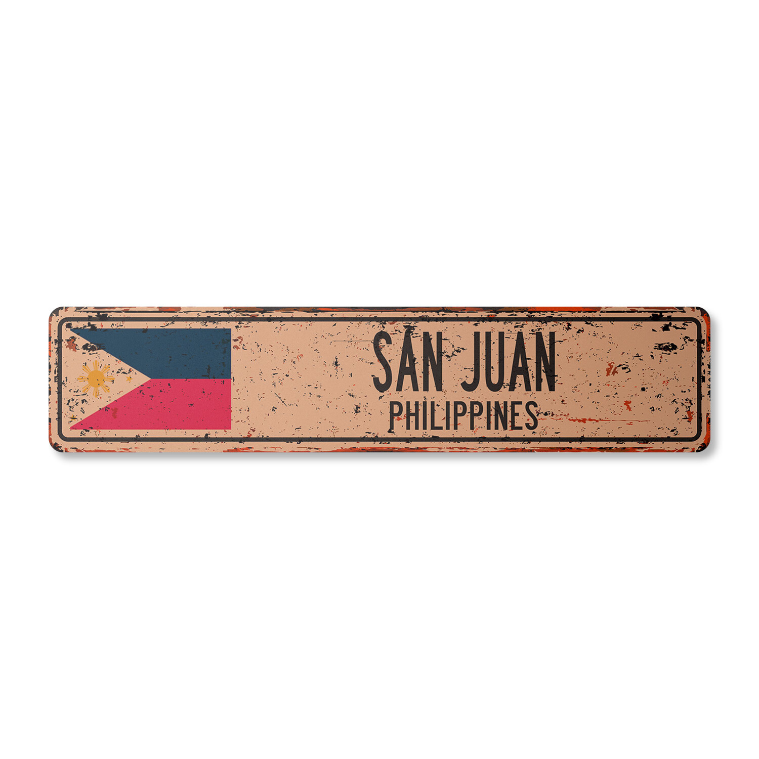 SAN JUAN PHILIPPINES Vintage Street Sign Filipino flag city country road rustic
