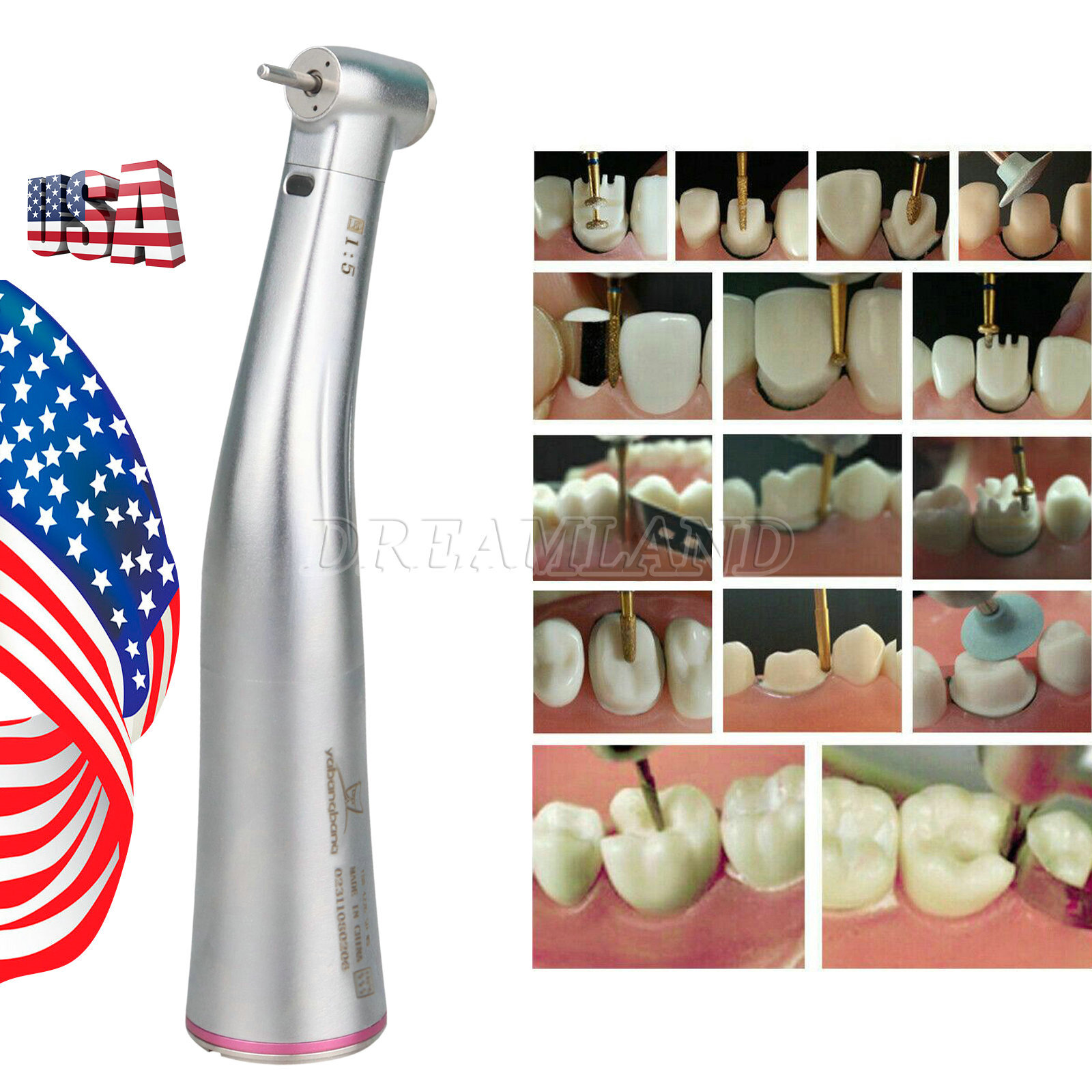 Internal four spray 1:5 Increasing LED Fiber Optic Contra Angle for NSK XLJ