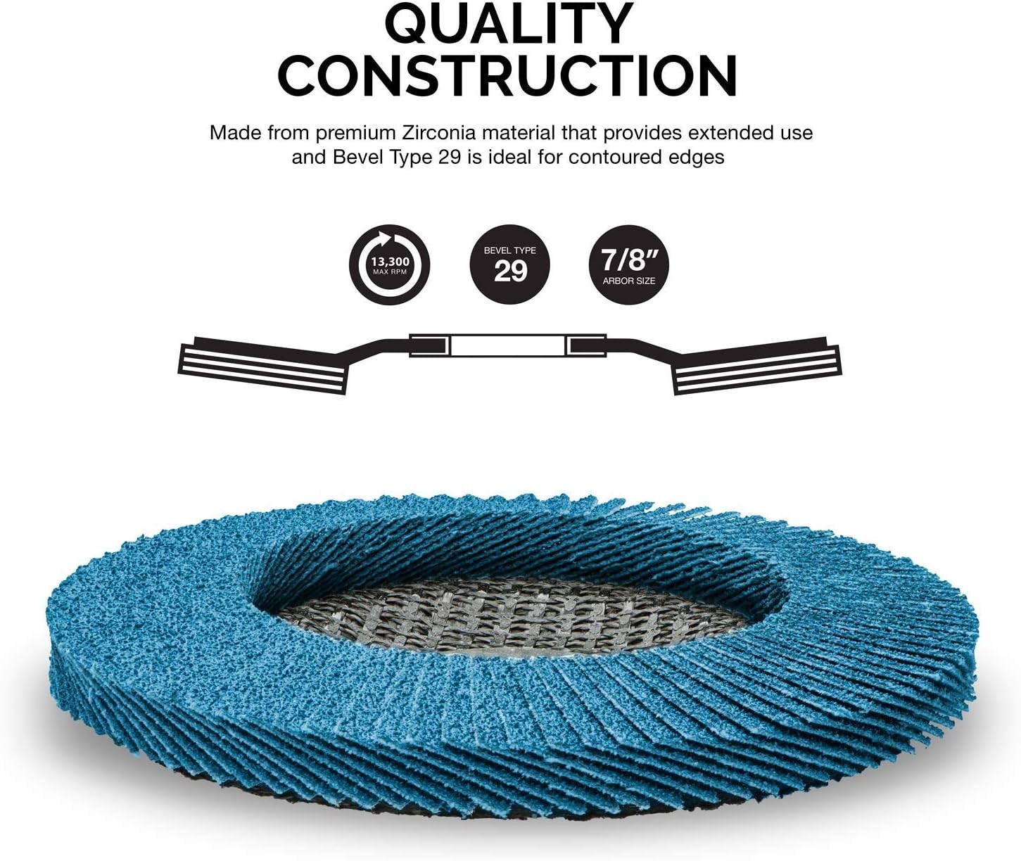 11118A 10 Pack Zirconia Flap Discs 4-1/2 for Angle Grinder, 80 Grit Flapper Whee