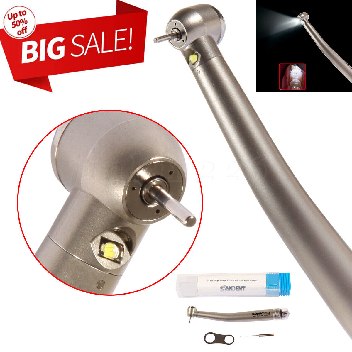 NSK Style Dental Fiber Optic LED E-generator high speed handpiece 4HOLE SDM
