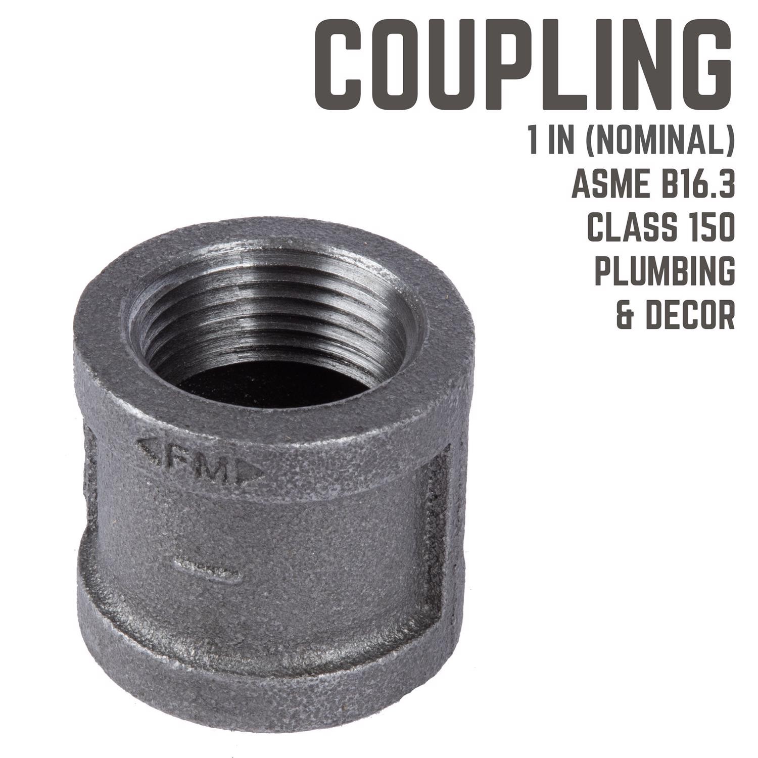 BK Products 1 in. FPT x 1 in. Dia. FPT Black Malleable Iron Coupling (Pack of 5)