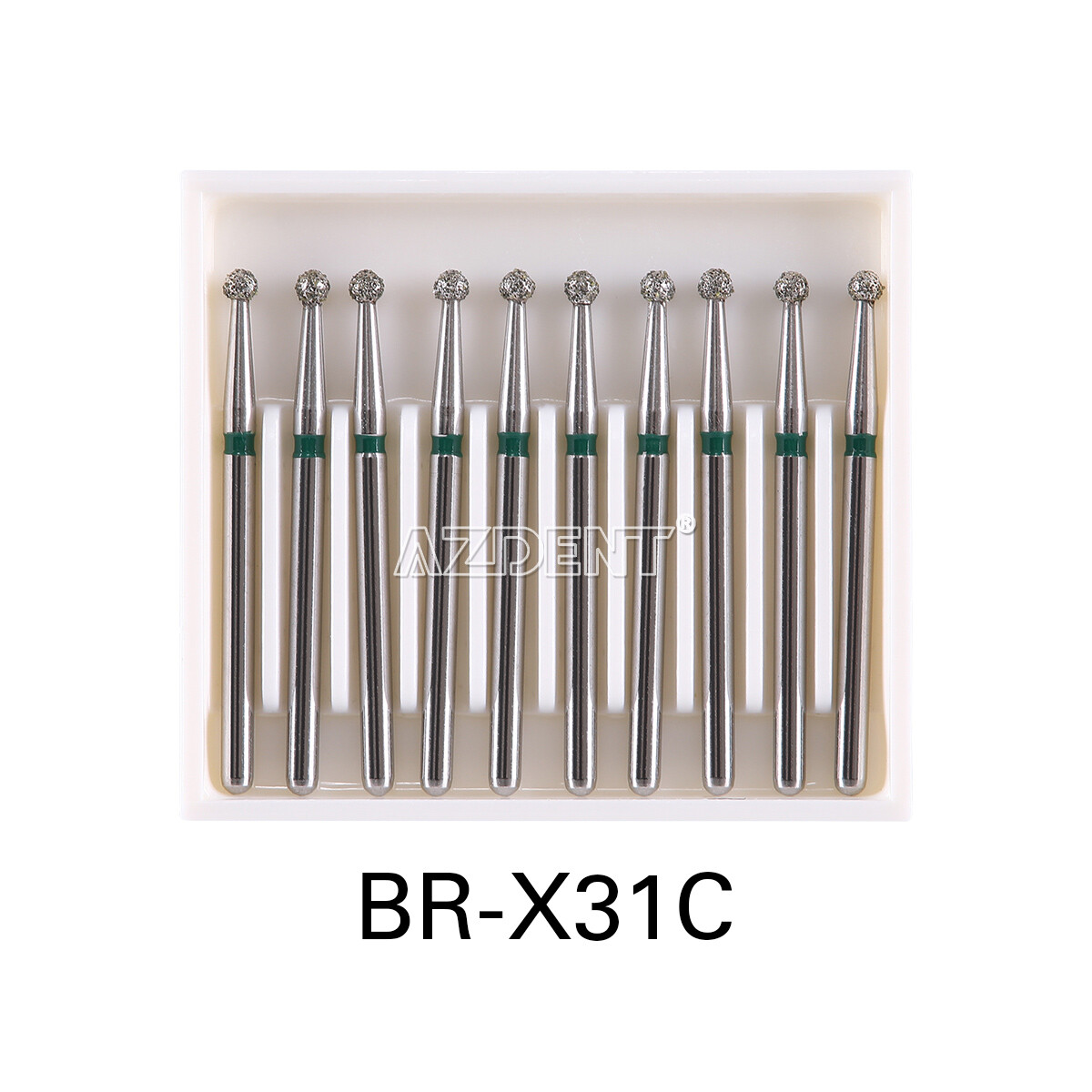 10pcs AZDENT Dental Diamond Burs FG 1.6mm Round Ball for High Speed Handpiece