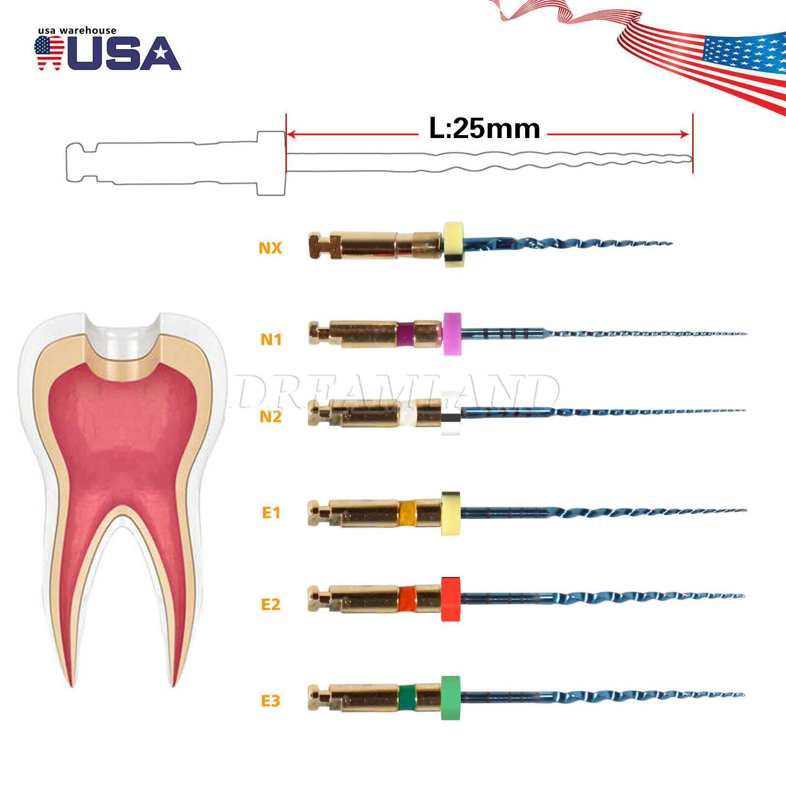 Dental Endo Super Niti Files Rotary Root Canal Engine File Tips CE 6pcs