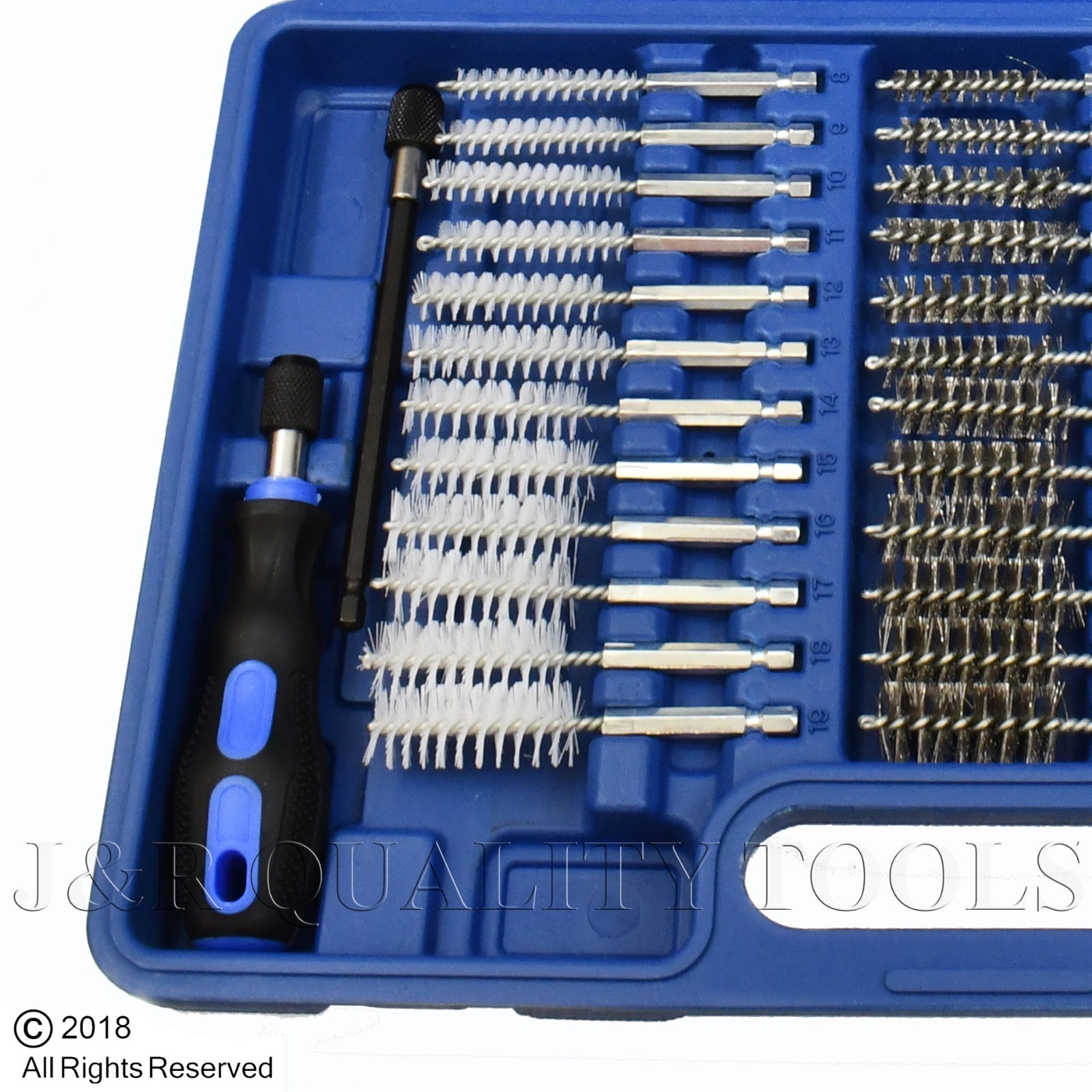 38pc Industrial Wire Brush Set Brushes Long Reach Round Tube Automotive Steel