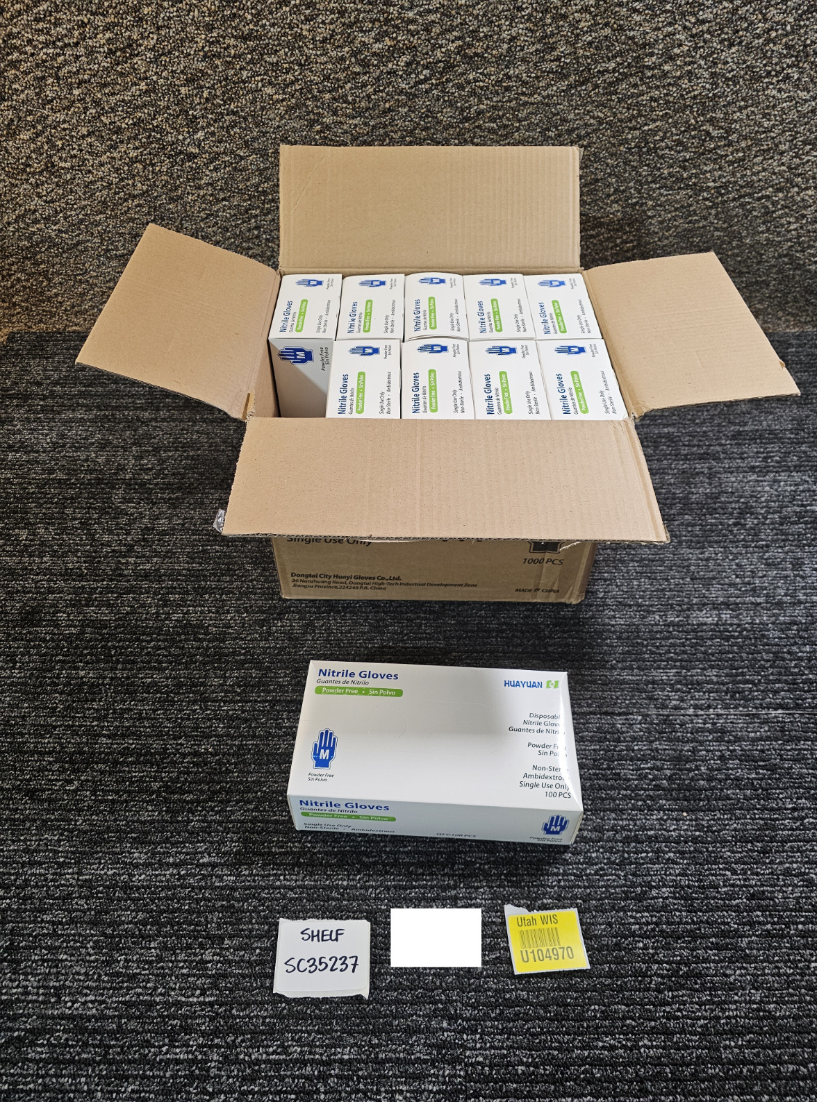(1000-PIECES) Huayuan Blue Disposable Nitrile Exam Gloves Powder-Free Medium