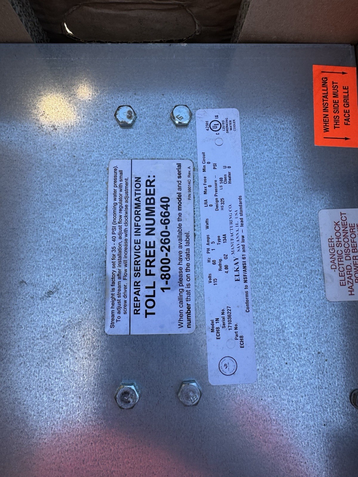 Elkay ECH8 8 GPH Galvanized Steel Remote Water Chiller