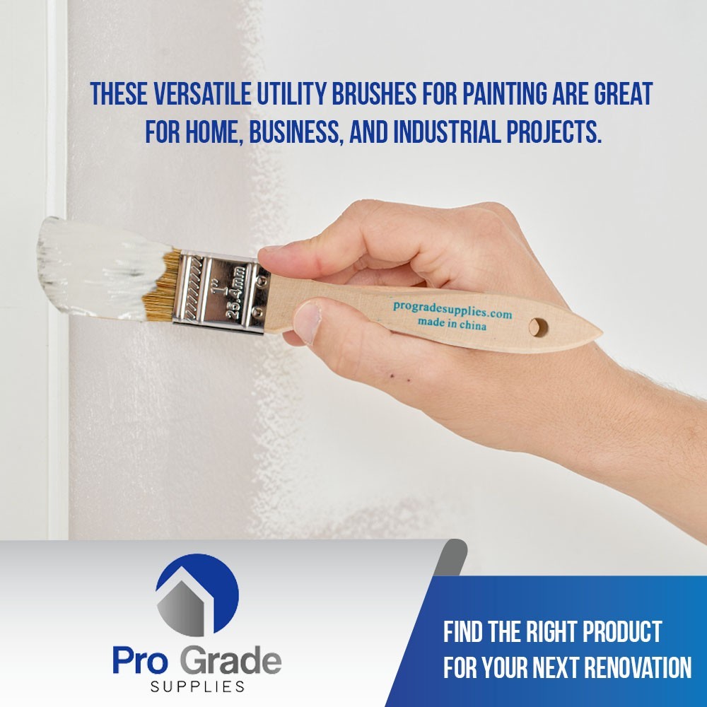 Pro Grade – Chip Paint Brushes – 12 Ea 1 Inch Chip Paint Brush Light Brown
