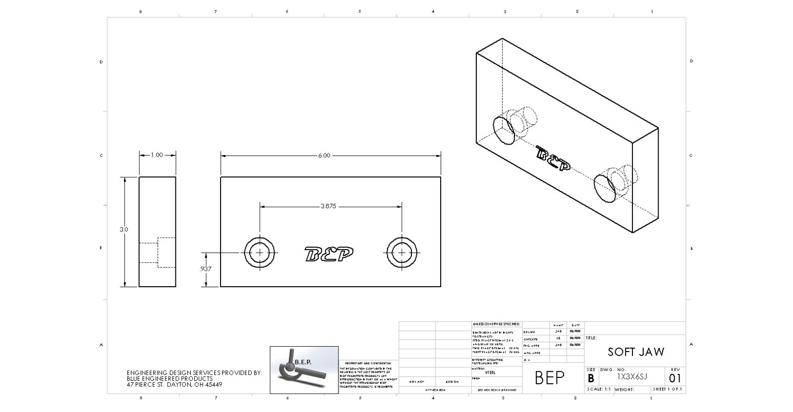 6 x 3 x 1″ Aluminum Machinable Soft Jaws for 6″ Kurt Vises (Set of 2 Jaws)