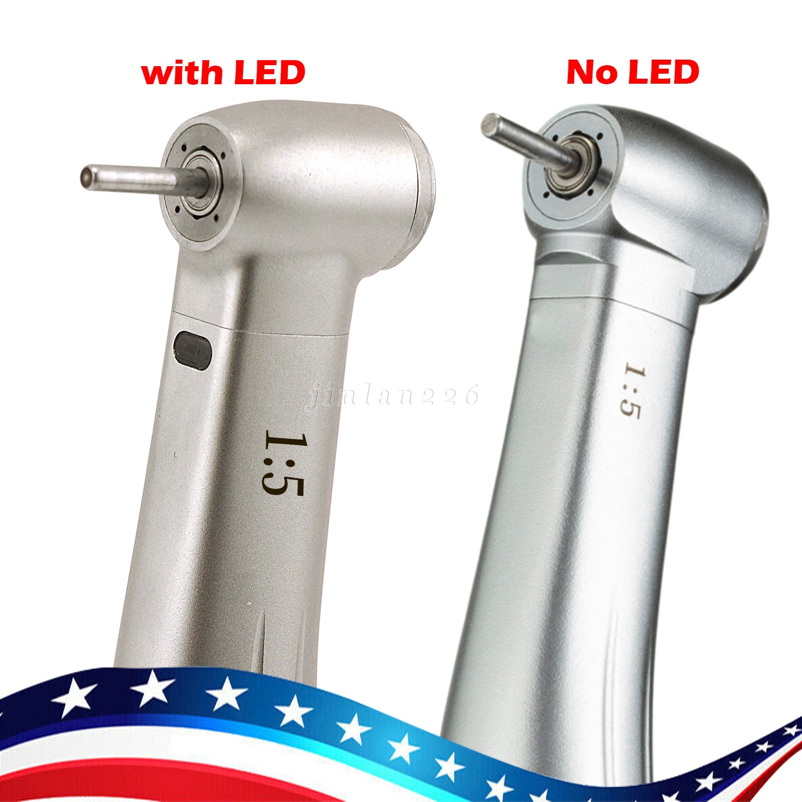 Dental 1:5 LED Fiber Optic Contra Angle Handpiece Red Ring fit NSK Ti-MAX X95L