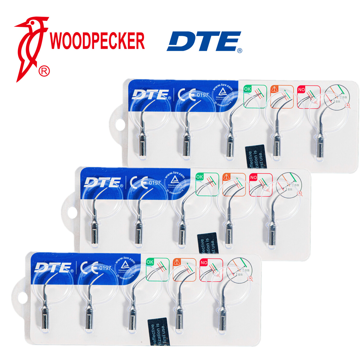 Woodpecker DTE Dental Ultrasonic Scaler Tips Kit GD1*2 GD2 GD4 PD1 Assorted