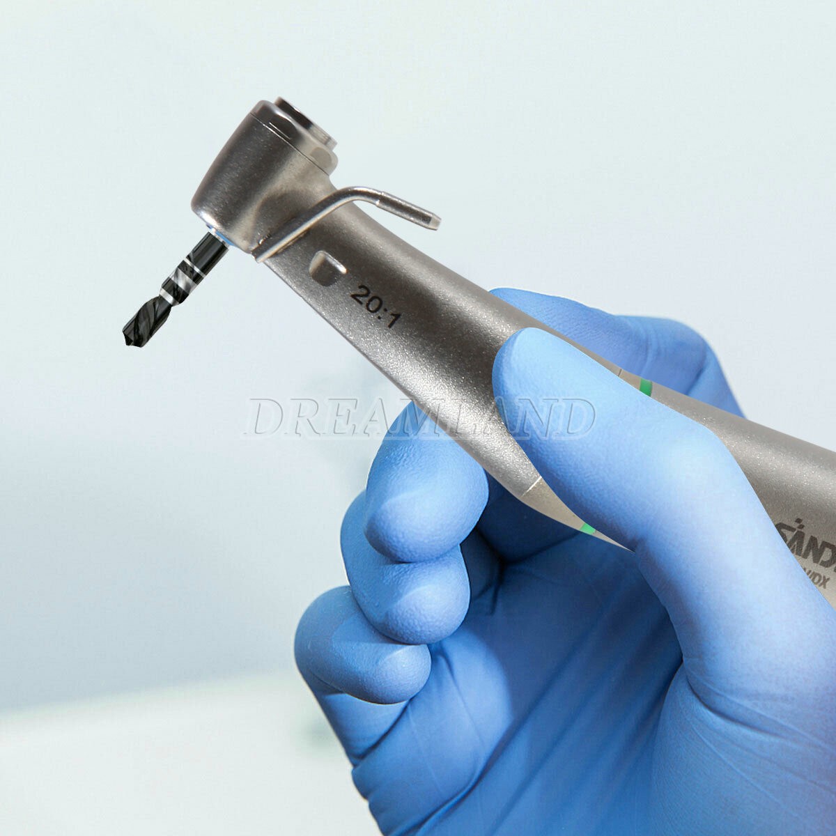 Dental 20:1 LED Handpiece Fiber Optic Implant Reduction Contra Angle Push Or