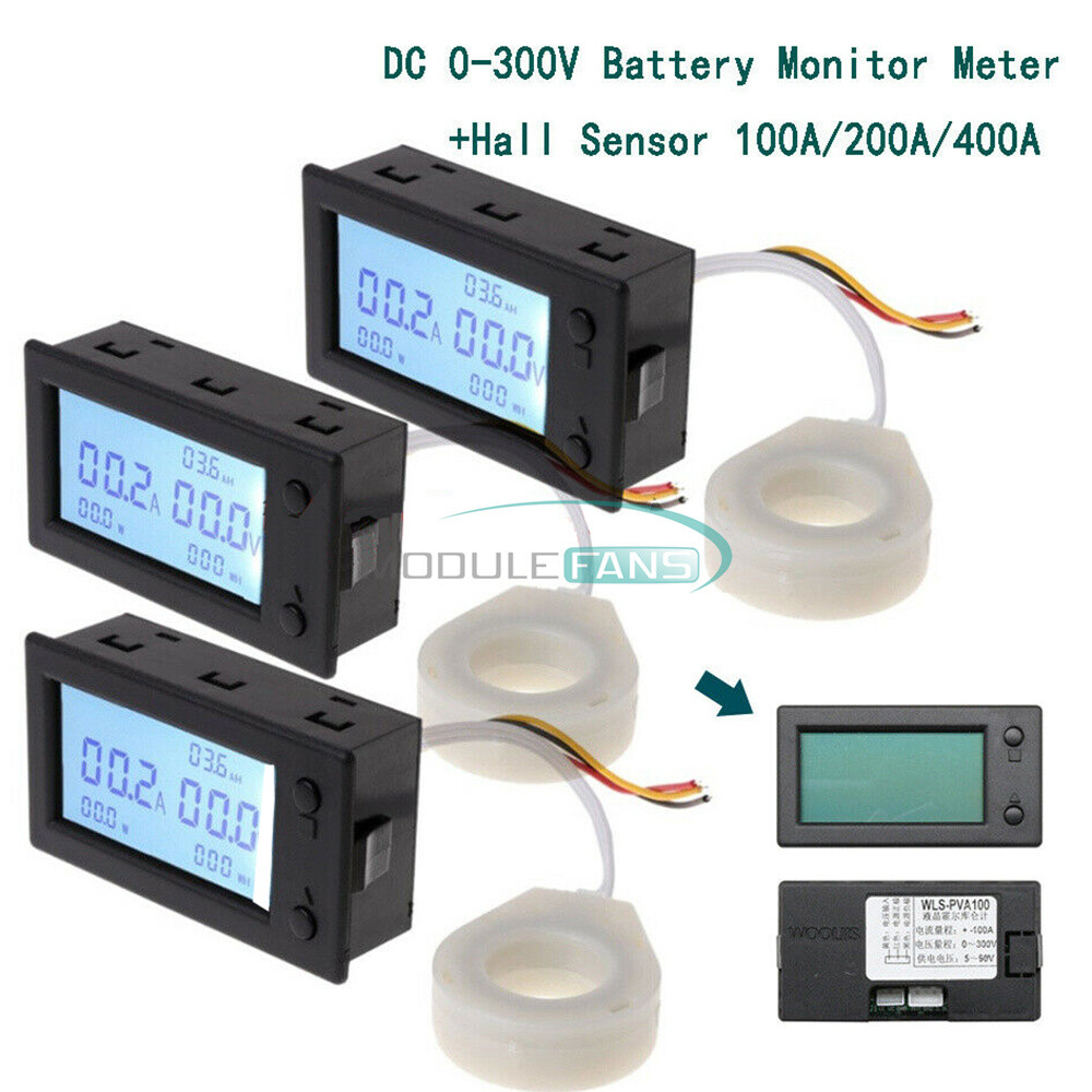DC 0-300V 50/100/200/400A Voltage Current Power Meter STN LCD Hall Coulombmeter