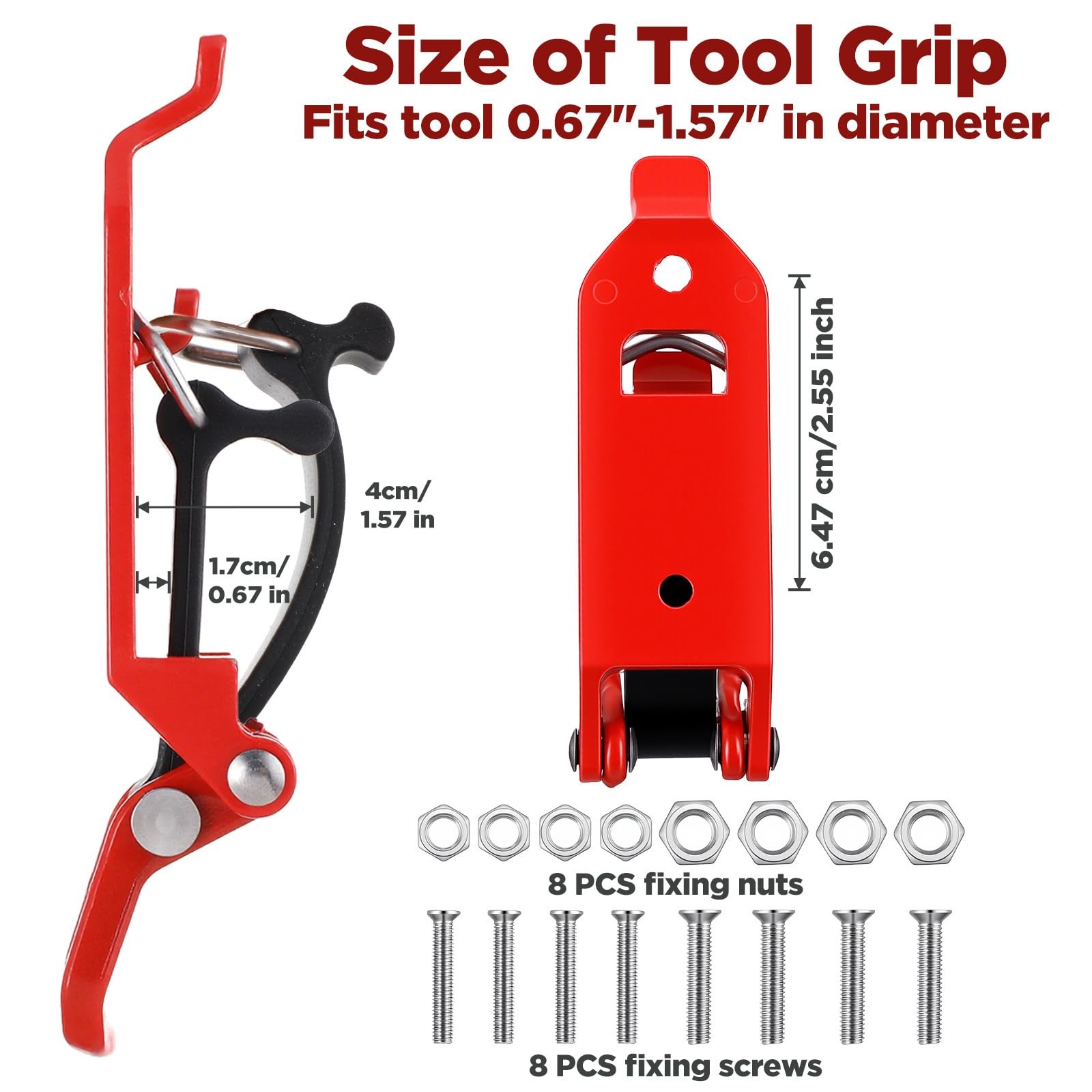 PercyEffie 4 Pcs Shovel Mount Heavy Duty Mounts for Roof Rack Red