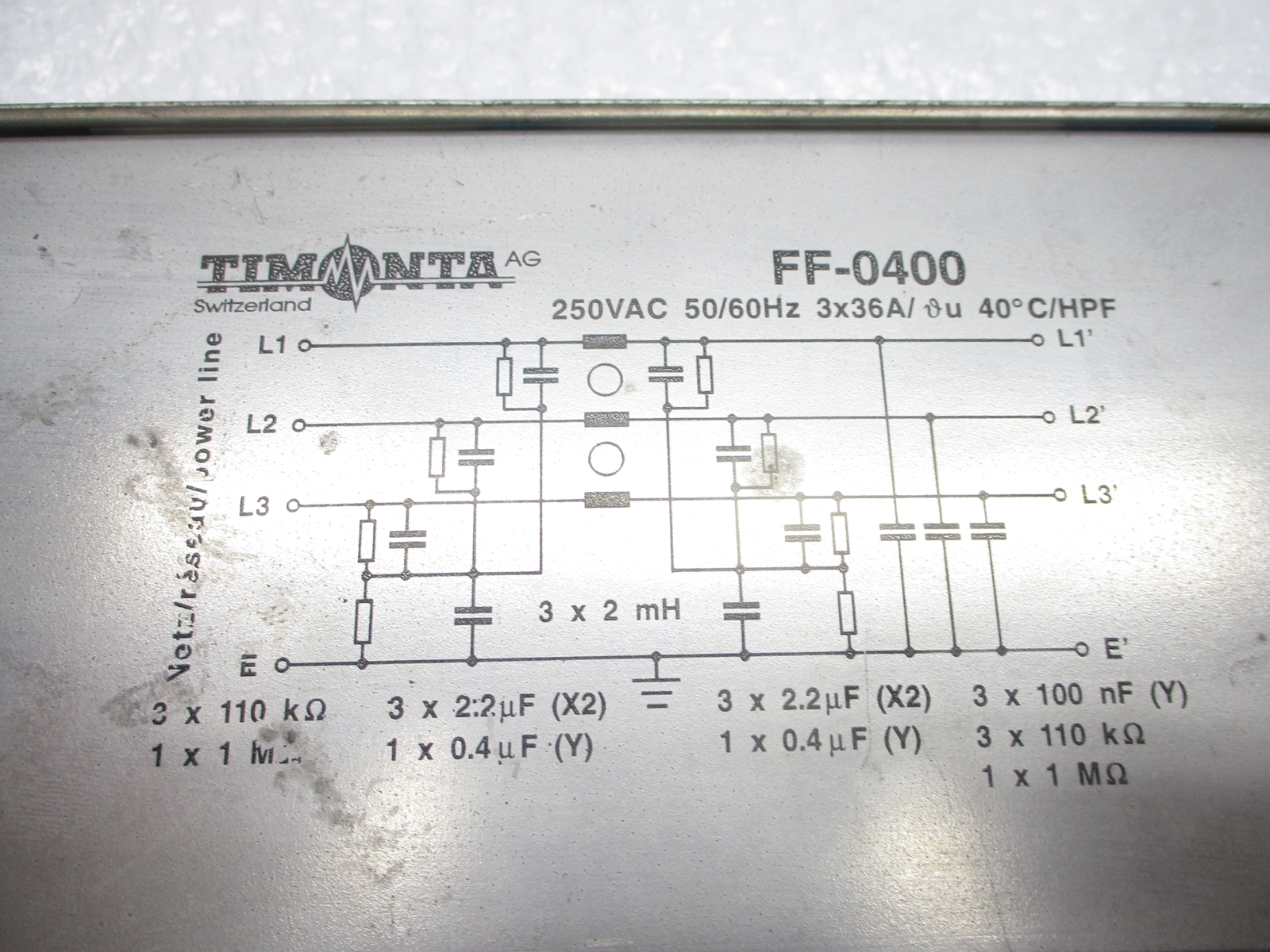 TIMONTA FF-0400 FILTER/SURPRESSOR UNMP
