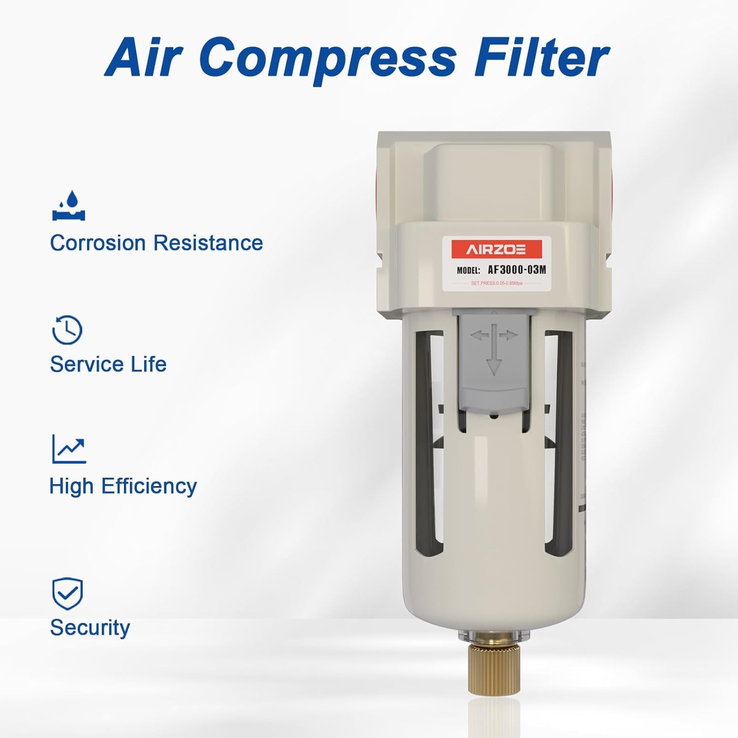 AIRZOE 3/8″ NPT Air Dryer for Compressor Water Separator Filter AF3000