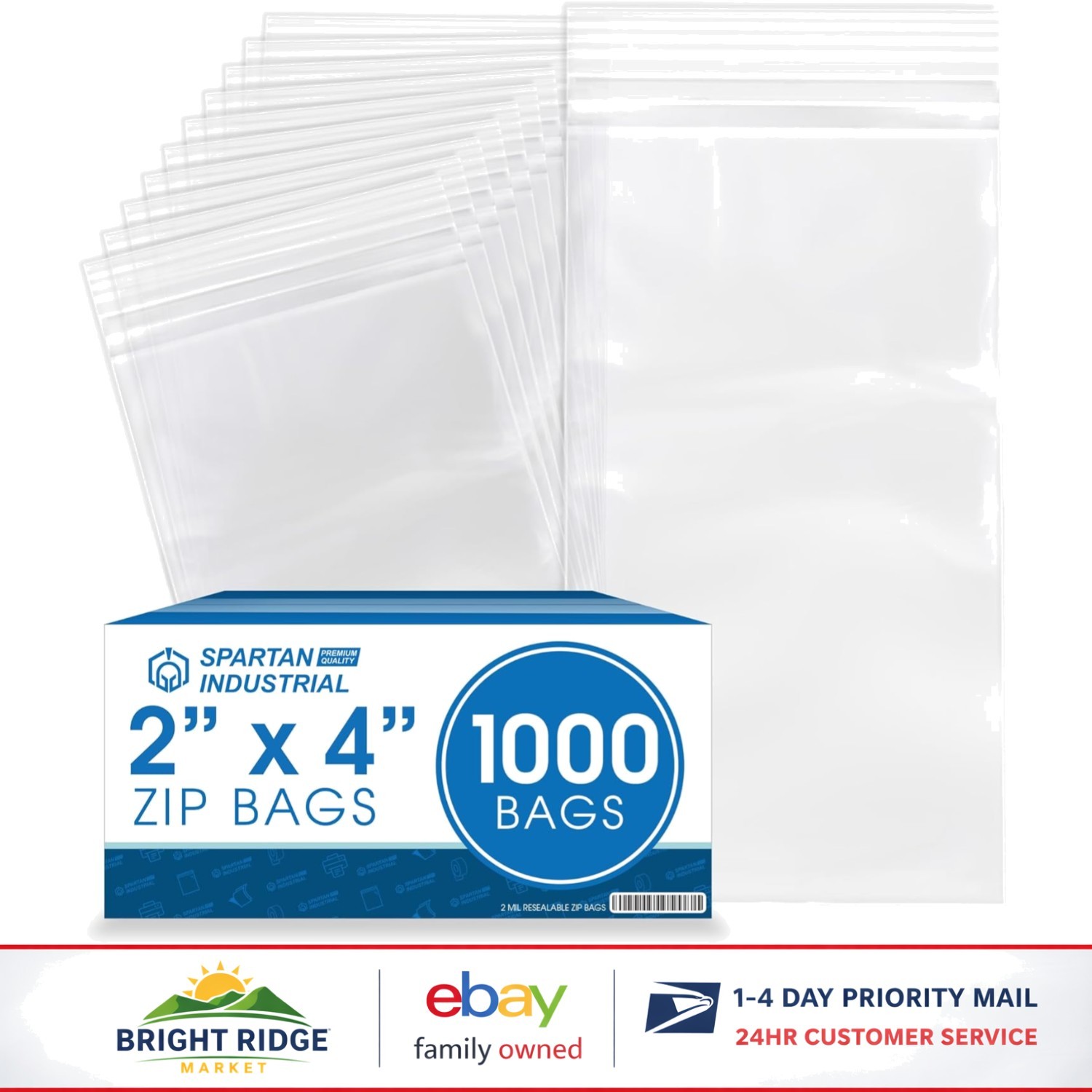 Clear Reclosable Zip Plastic Bags 2″ x 4″ 1000 Count for Packing and Storage