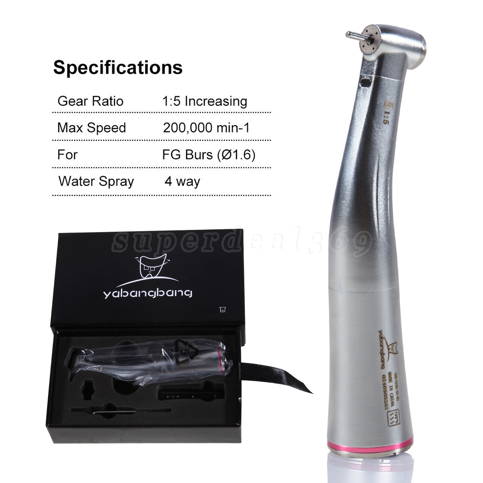 Dental 1:5 LED Fiber Optic Contra Angle Handpiece Fit NSK Ti-MAX X95L
