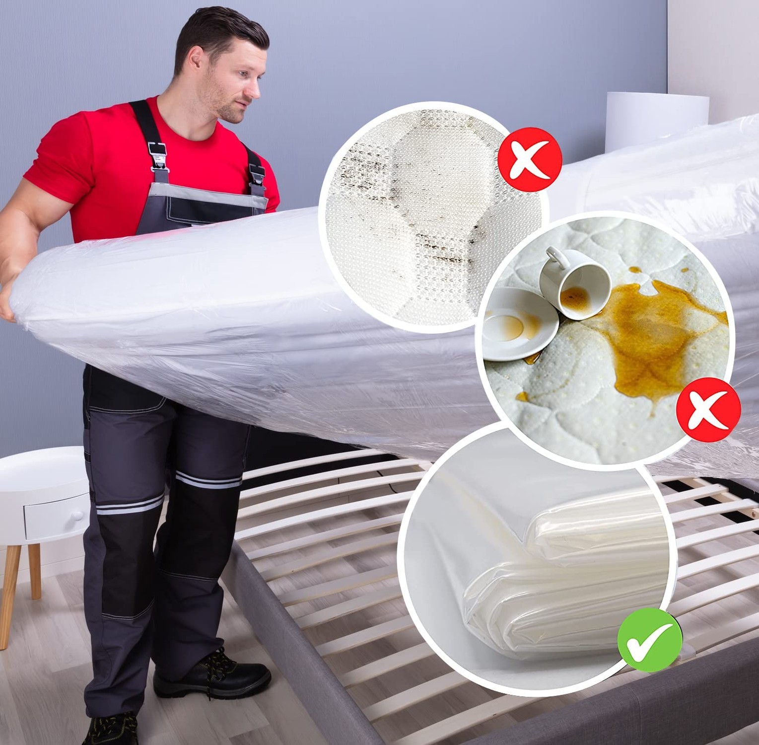 Mattress Bags for Moving and Storage, [2 Pack] 4 Mil Mattress Storage Bag, He…