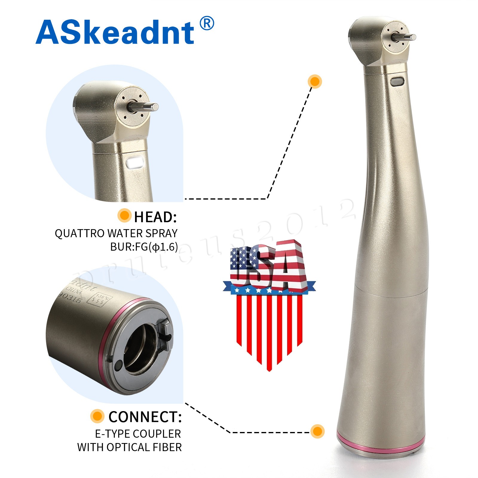 1:5 Contra Angle Electric Dental Handpiece Fiber Optic Mini Head ASKEADNT