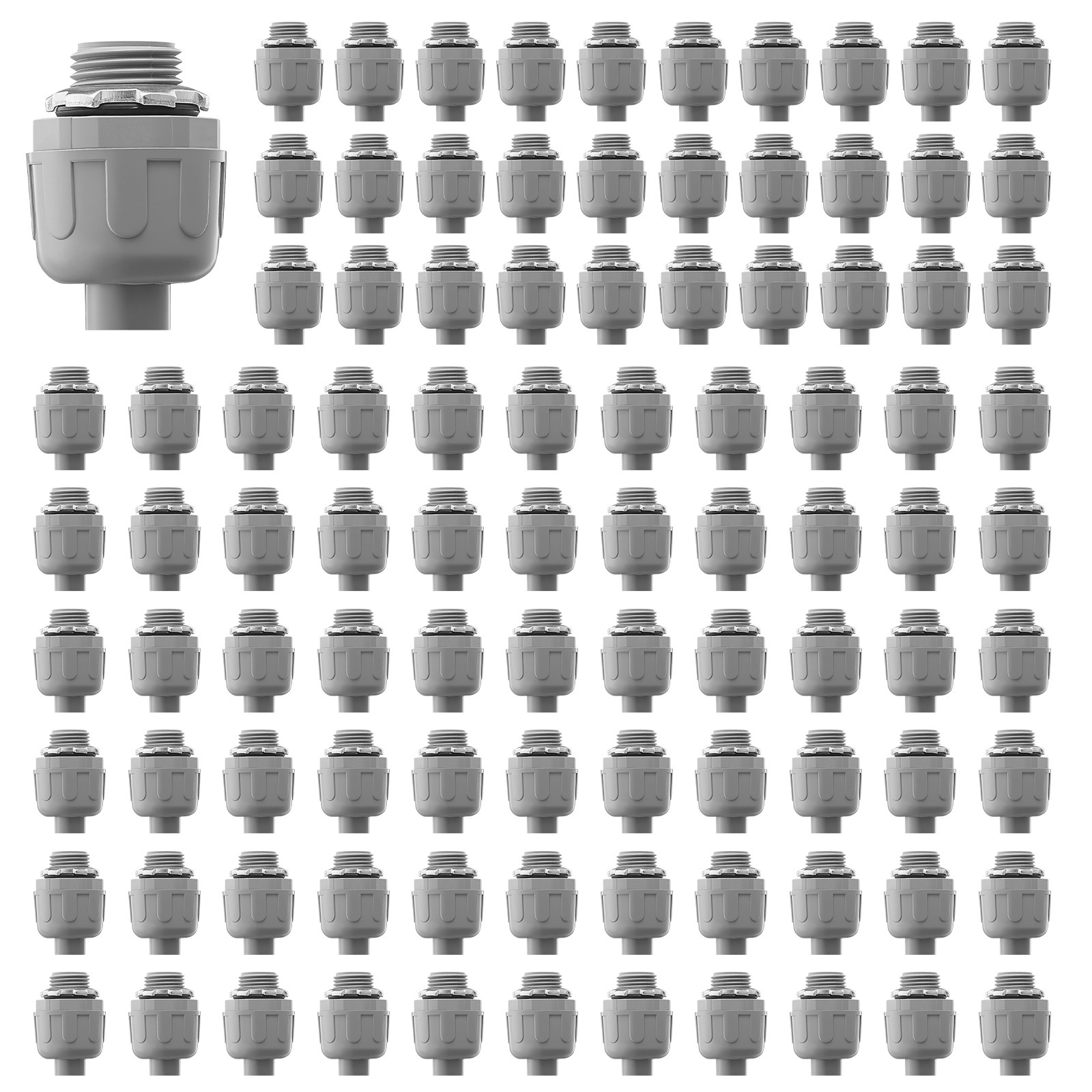 VEVOR 1/2 in 100 pcs Liquid Tight Connector Non-Metallic Conduit Fitting