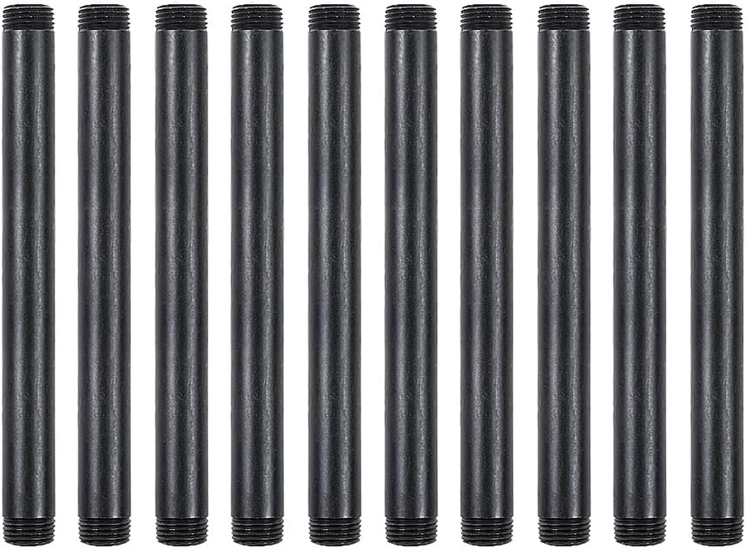 10 Pack 1/2 Inches X 8 Inches Black Malleable Steel Nipples Fitting