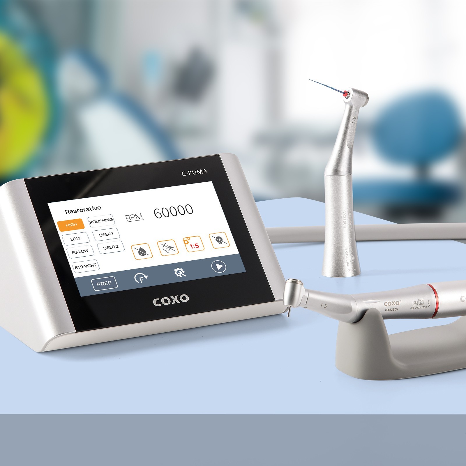 COXO Dental 1:5 LED Standard Head Contra Angle Handpiece /C-PUMA MASTER Motor