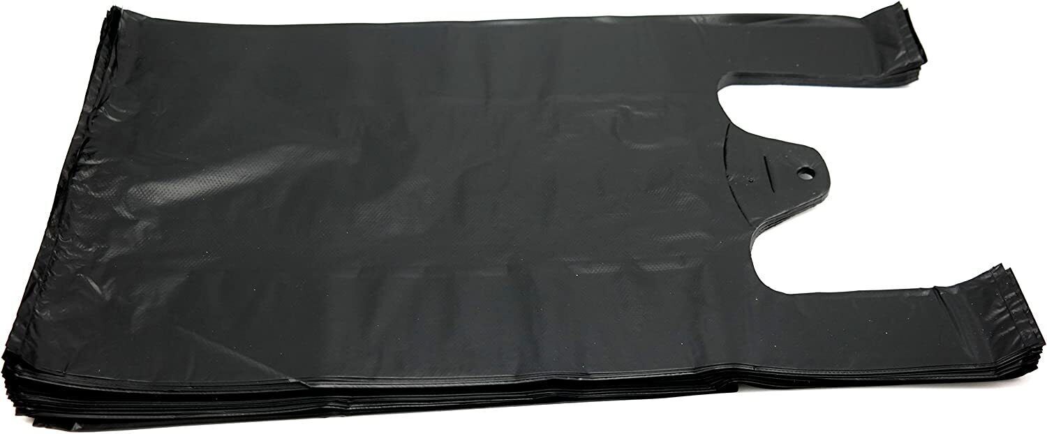XL Black T-Shirt Bags 20x10x36″ 0.87 Mil HEAVY DUTY Grocery Shopping Plastic