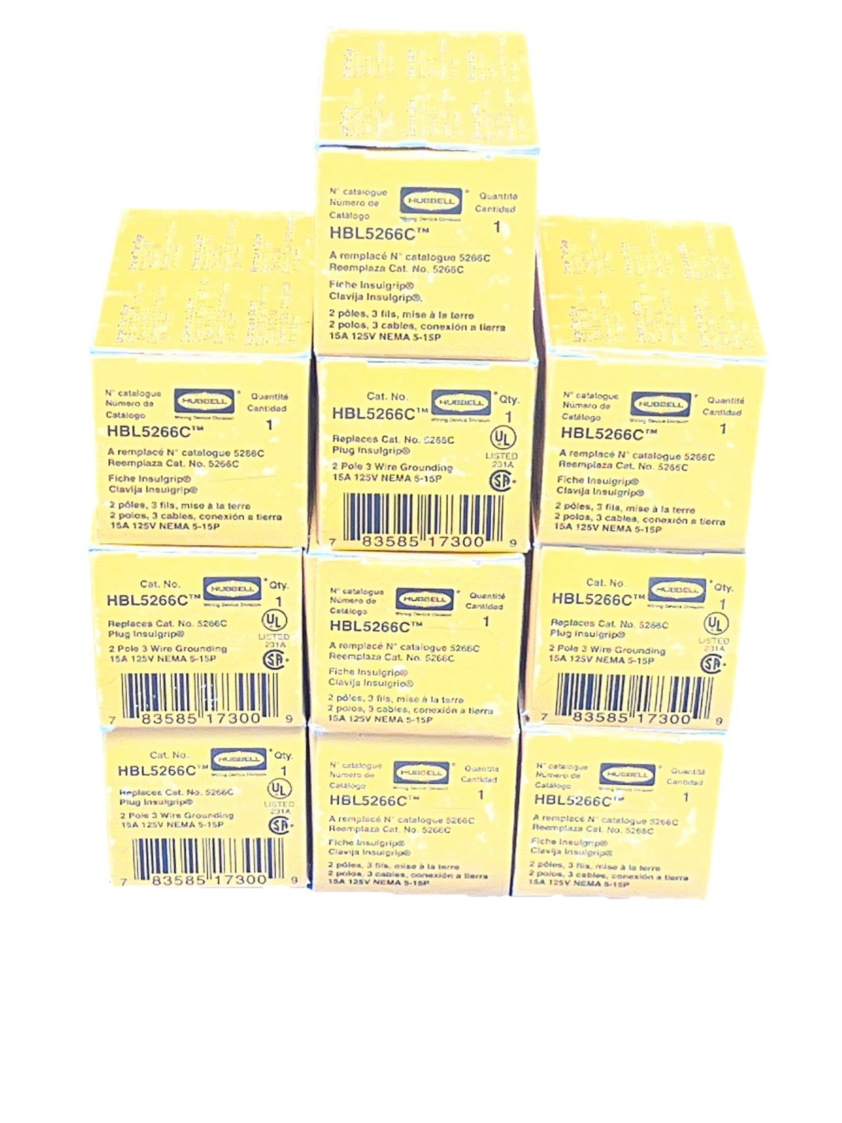 LOT OF 10 Hubbell HBL5266C AC Male NEMA 5-15P Plug 15A 125V Connector CL/BK