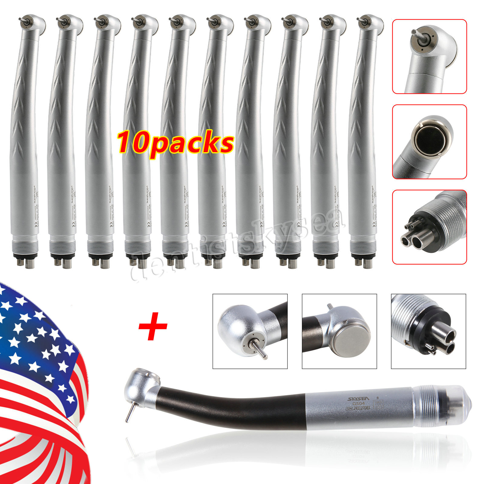 Dental High Speed Turbine Handpiece 3-Way Spray 4H Y3BM / 4 Water spray SK-500