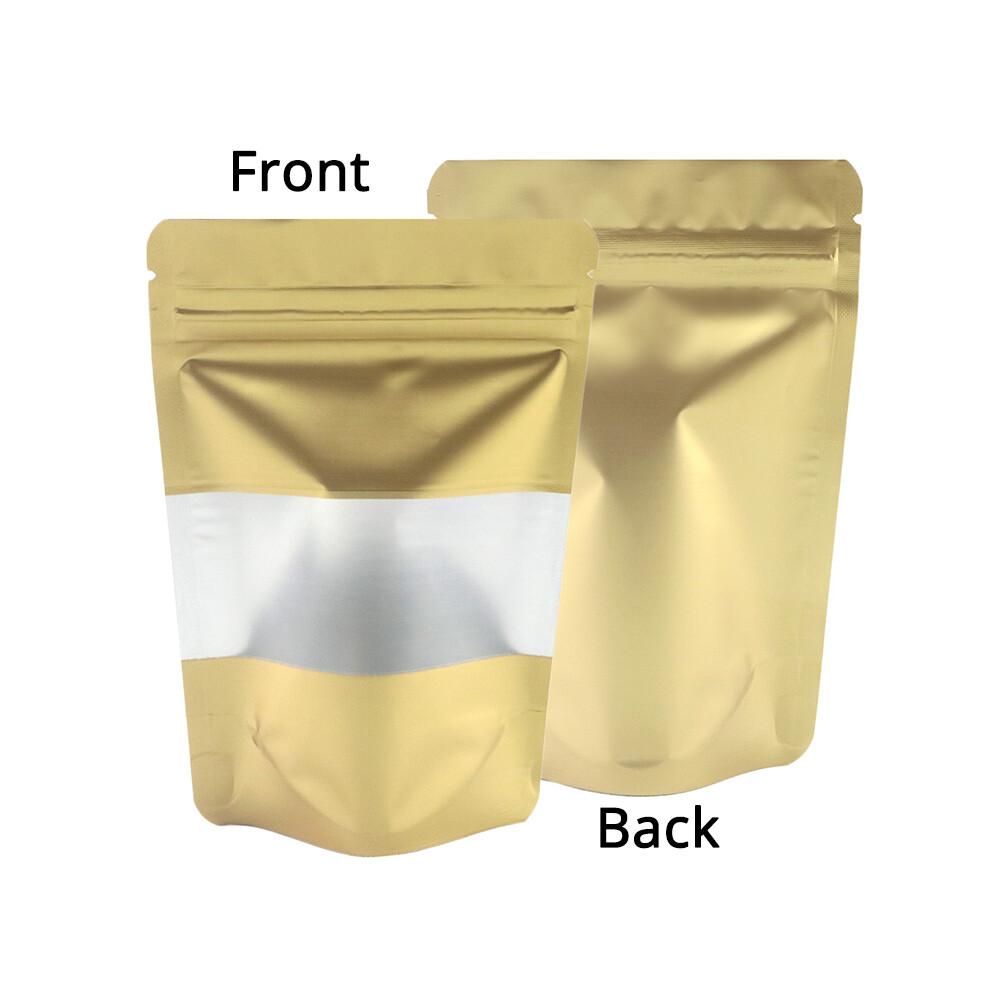 Multi-Size & Color Foil Mylar Matte Stand Up Zip Lock Bag w/ Rectangle Window