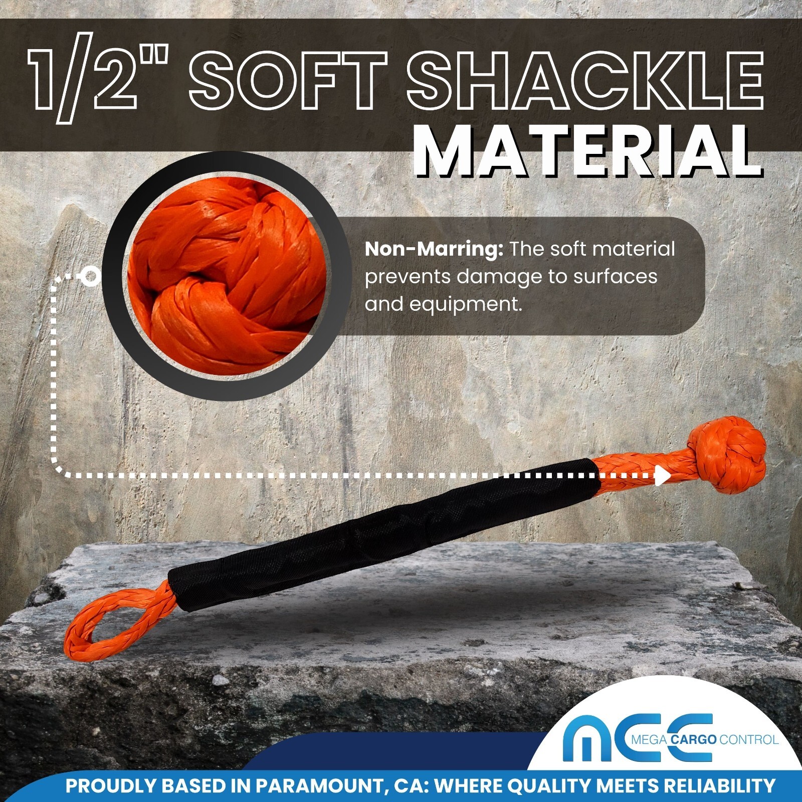 2 PC 1/2” x 22” Synthetic Soft Shackle Tow Rope Recovery Strap 37,400LBS