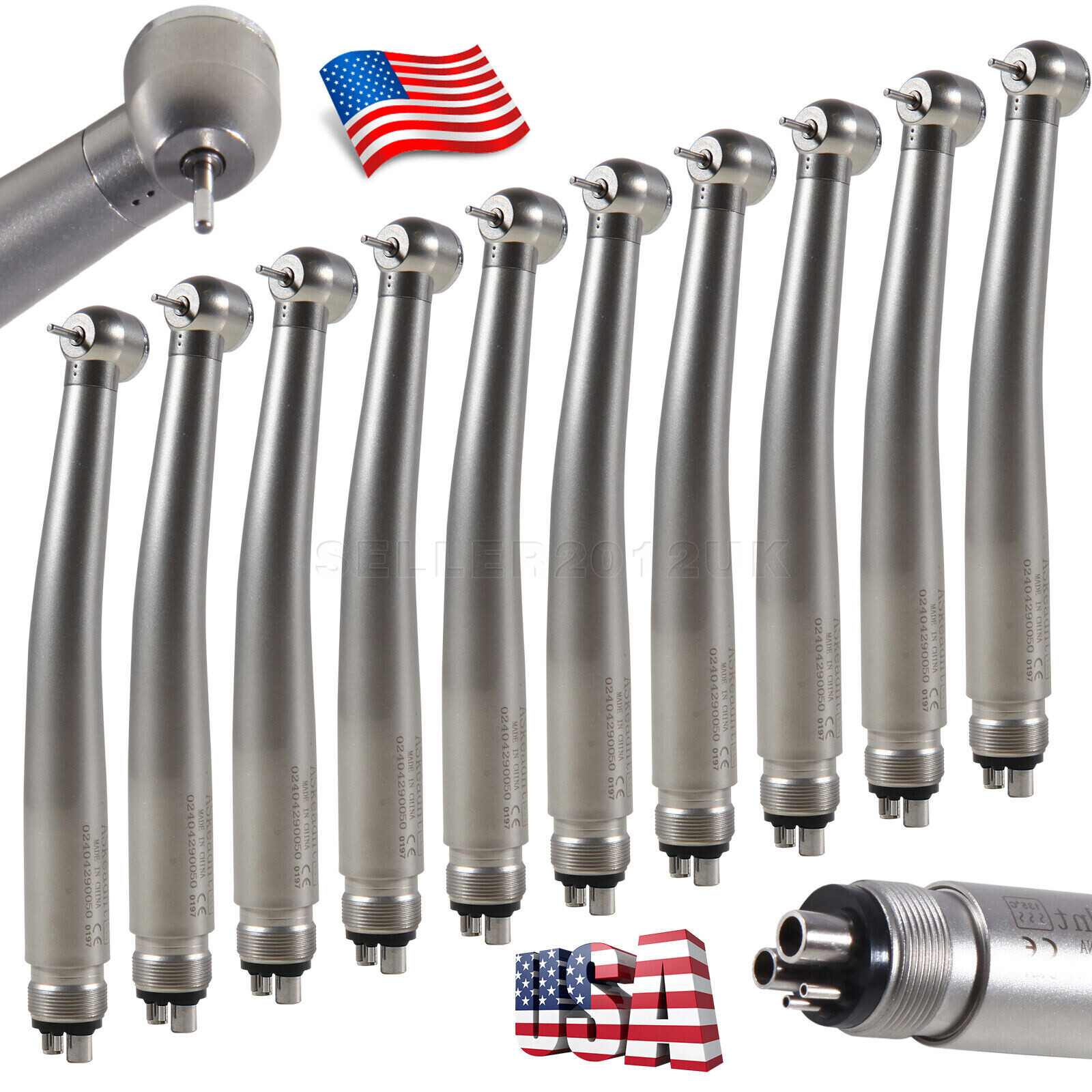 1/10pcs Dental High Speed Handpiece Big Head Push Button Single Spray 4 Holes