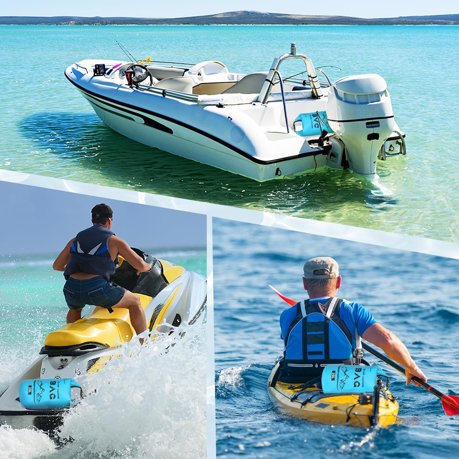 Calpalmy 1-Pack 20L Sand Anchor Bag 2-In-1 Jet Ski Anchor Floating Buoy And