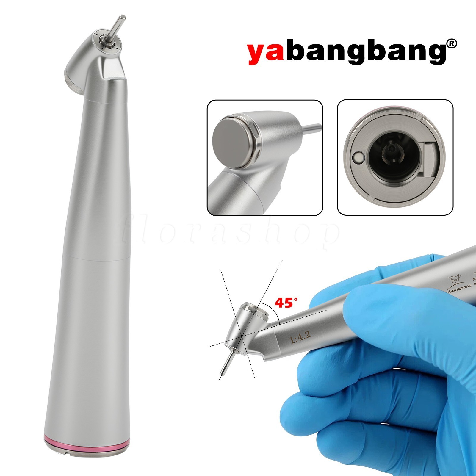3* Dental 1:4.2 45° LED Surgical Handpiece Internal 4 Water Spray Push Button