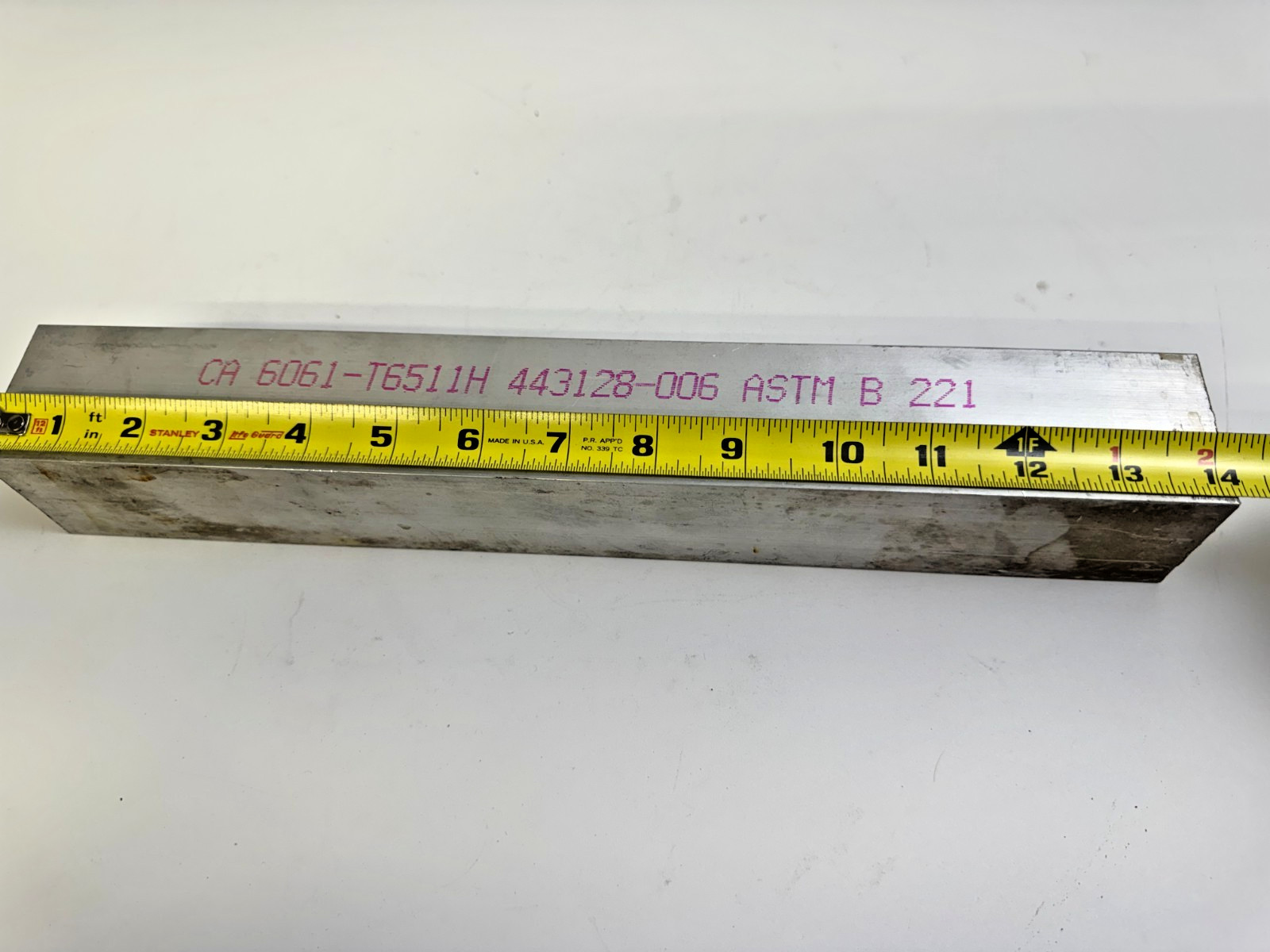 Aluminum Bar Stock 6061-T6511 ASTM B 221 – Approx 14″ x 2″ x 2″