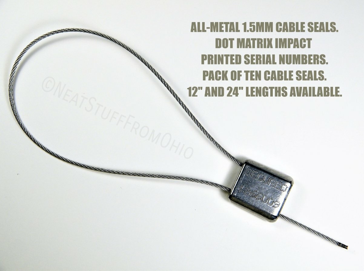 SECURITY SEALS, CABLE SEAL, ALL-METAL, 12” & 24”, TEN SEALS, GREAT PRICE! ?