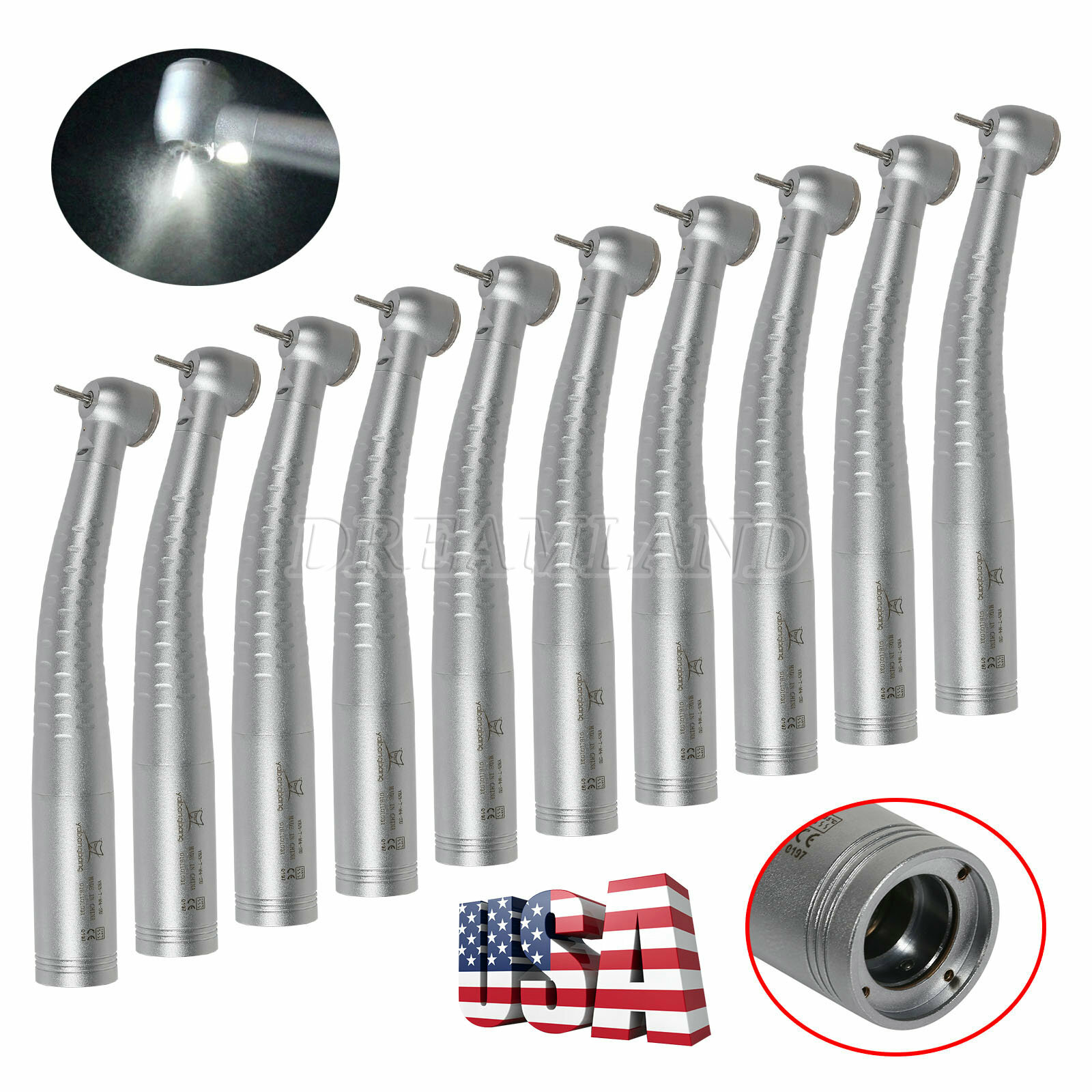 10 Dental Fiber Optic High Speed Handpiece fit Kav Quick Coupler FG1.60mm axz